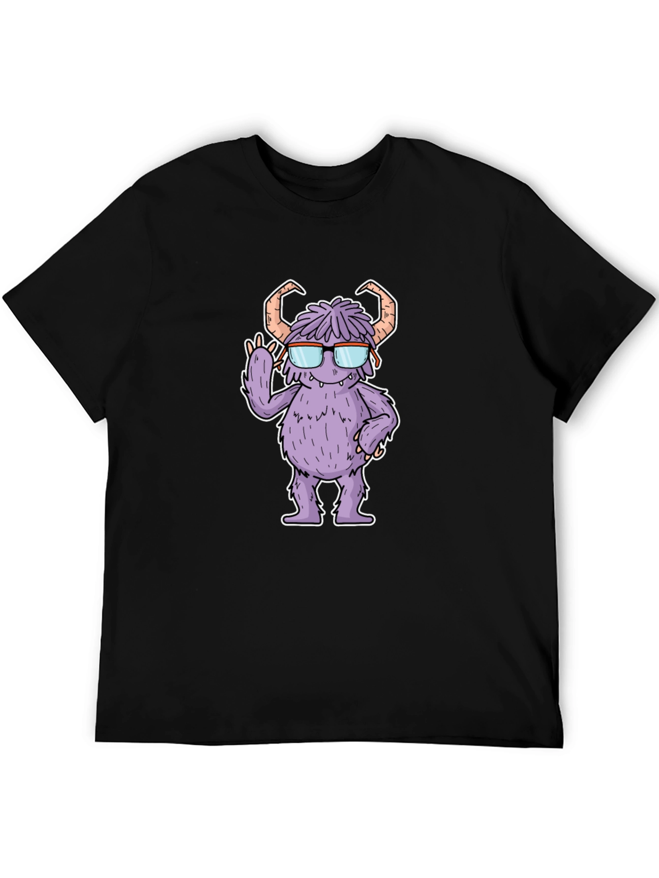 Monster with Glasses Graphic Tee - Black