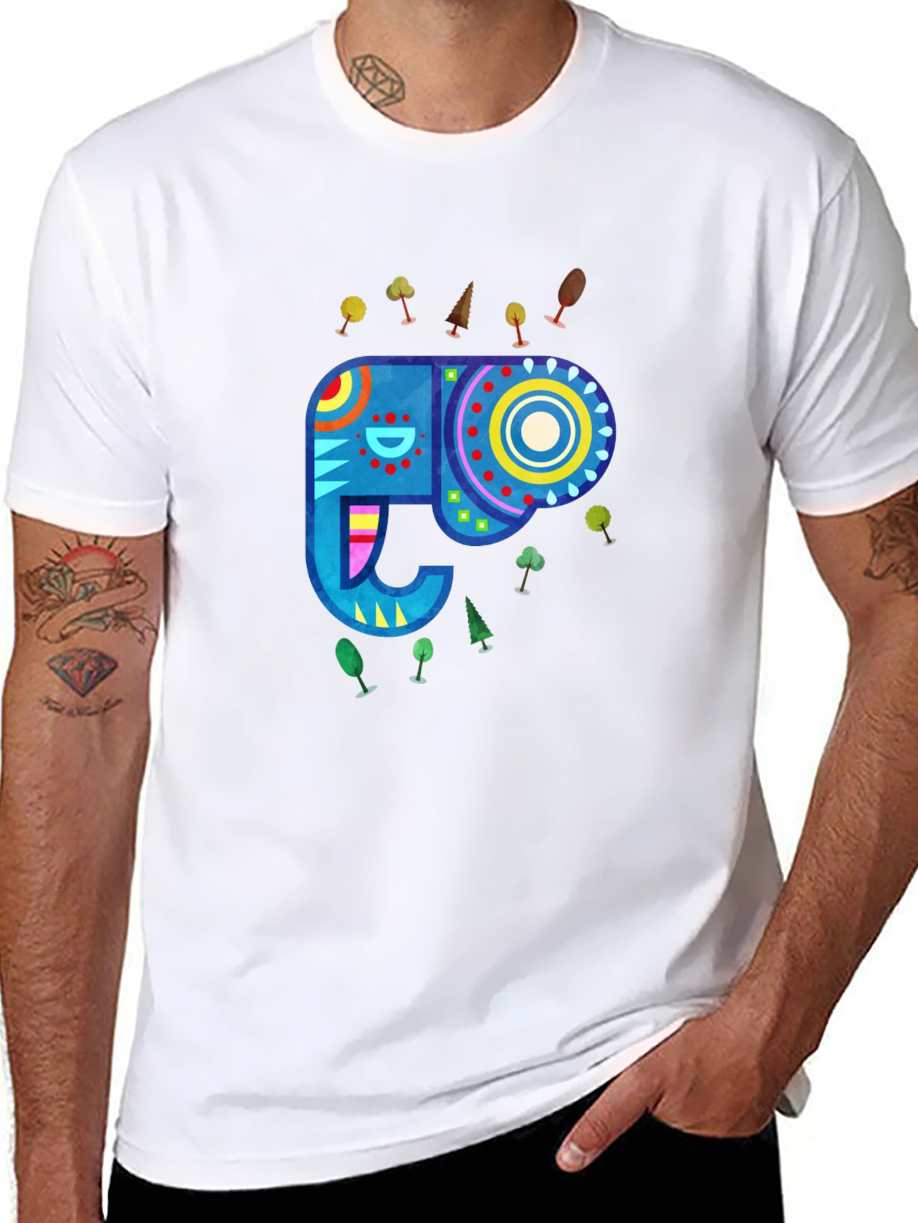 Elephant Graphic T-Shirt - Black Crew Neck Tee
