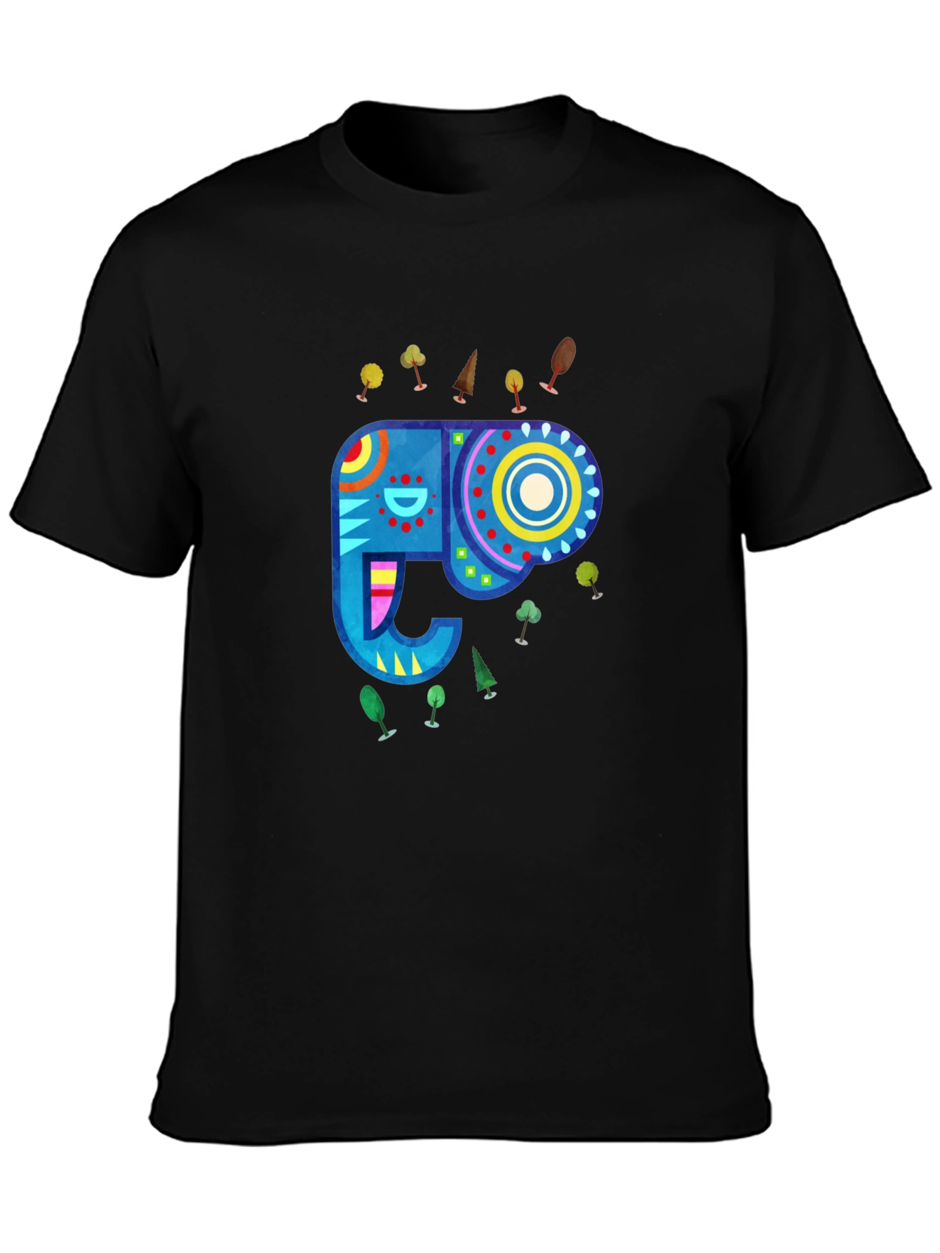 Elephant Graphic T-Shirt - Black Crew Neck Tee