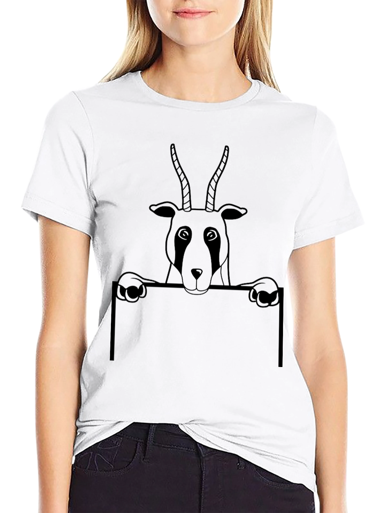 Black Antelope Graphic Print T-Shirt