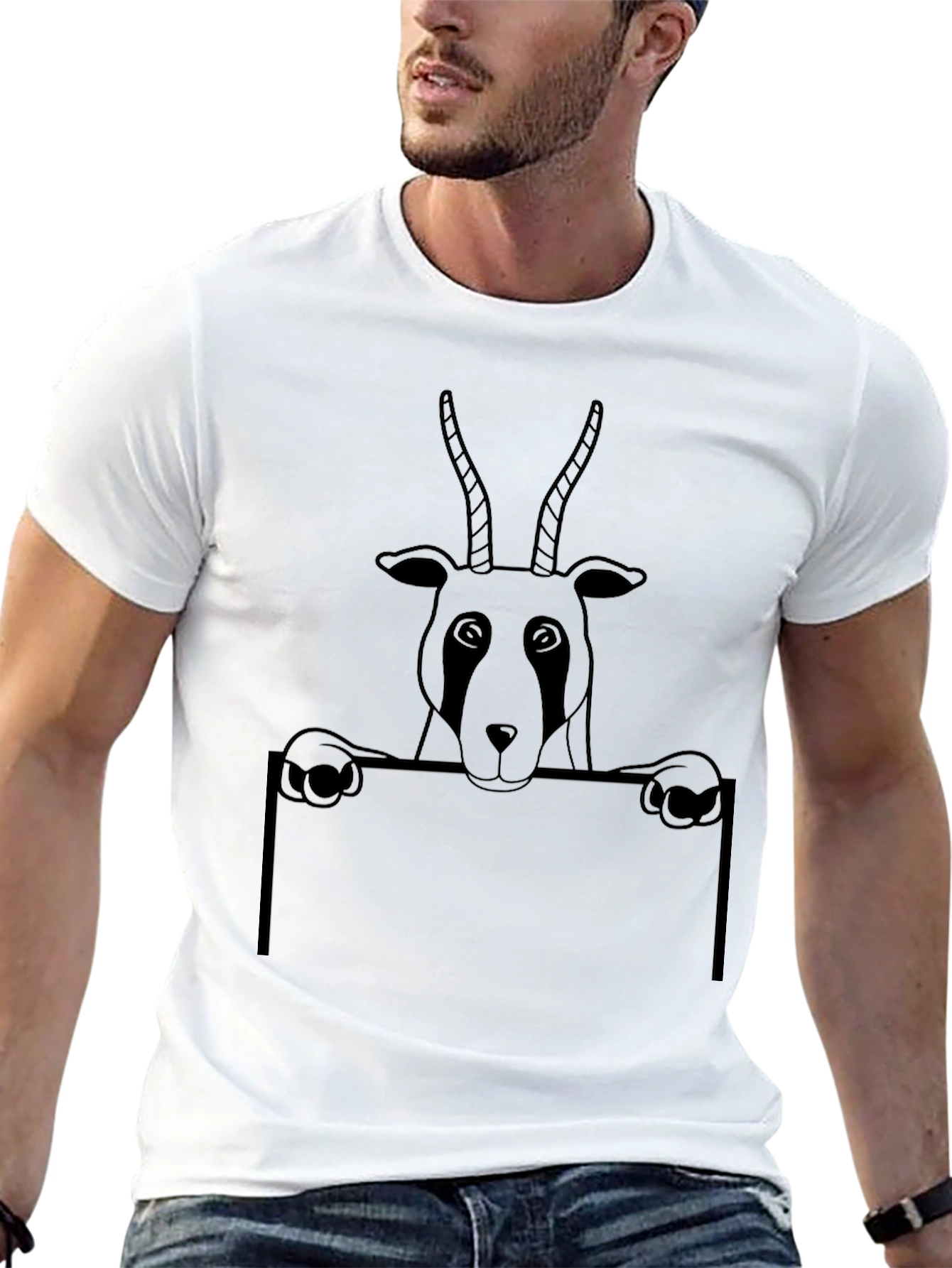Black Antelope Graphic Print T-Shirt