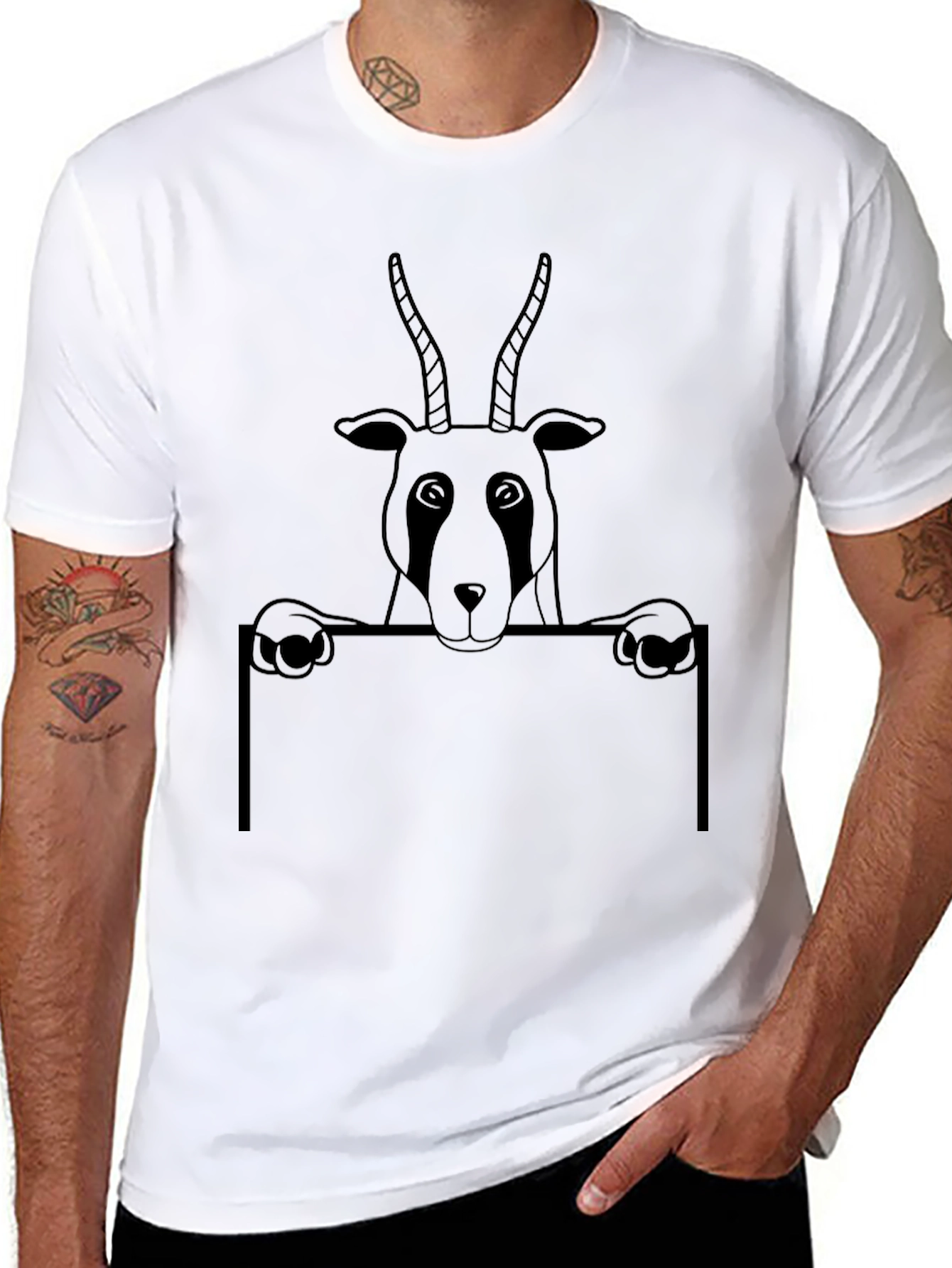 Black Antelope Graphic Print T-Shirt