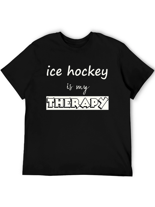 Ice Hockey is My Therapy Black T-Shirt