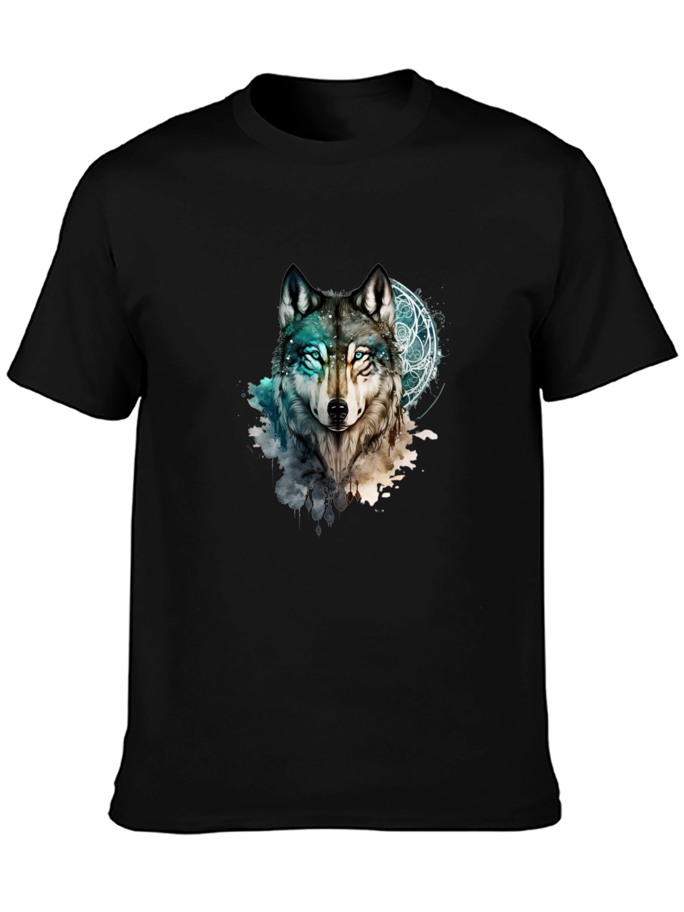 Mystic Wolf Graphic Black T-Shirt