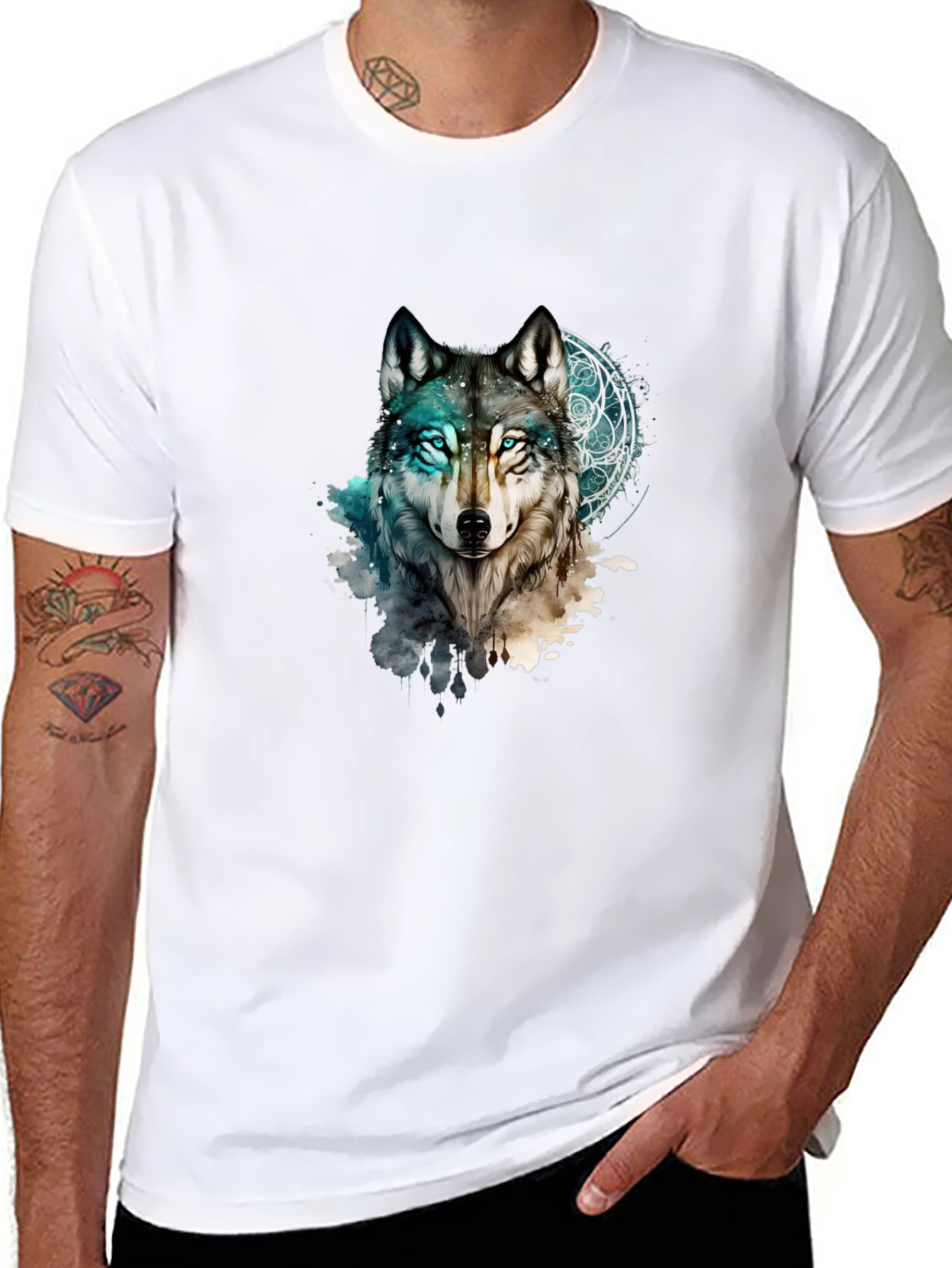 Mystic Wolf Graphic Black T-Shirt