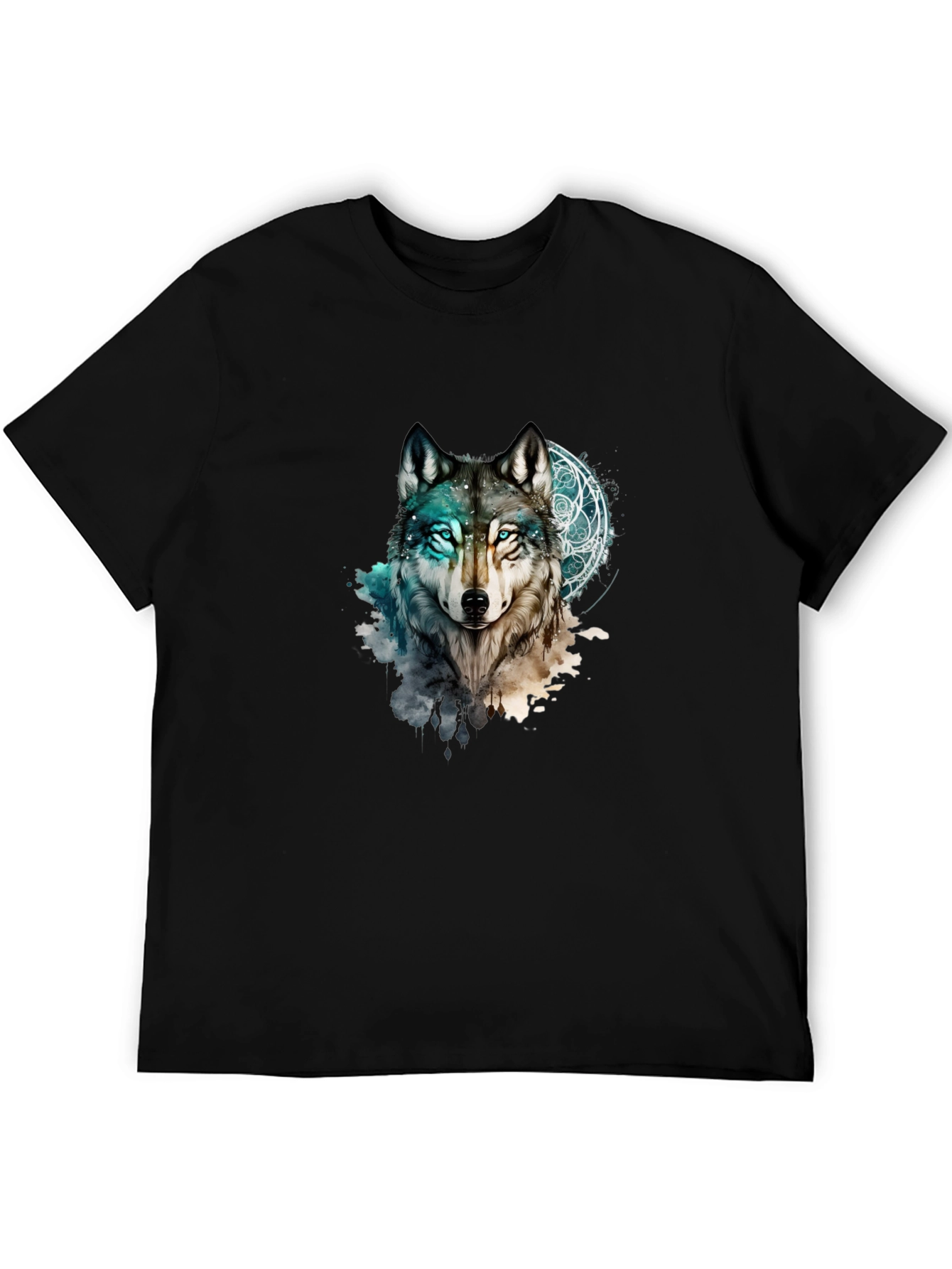Mystic Wolf Graphic Black T-Shirt