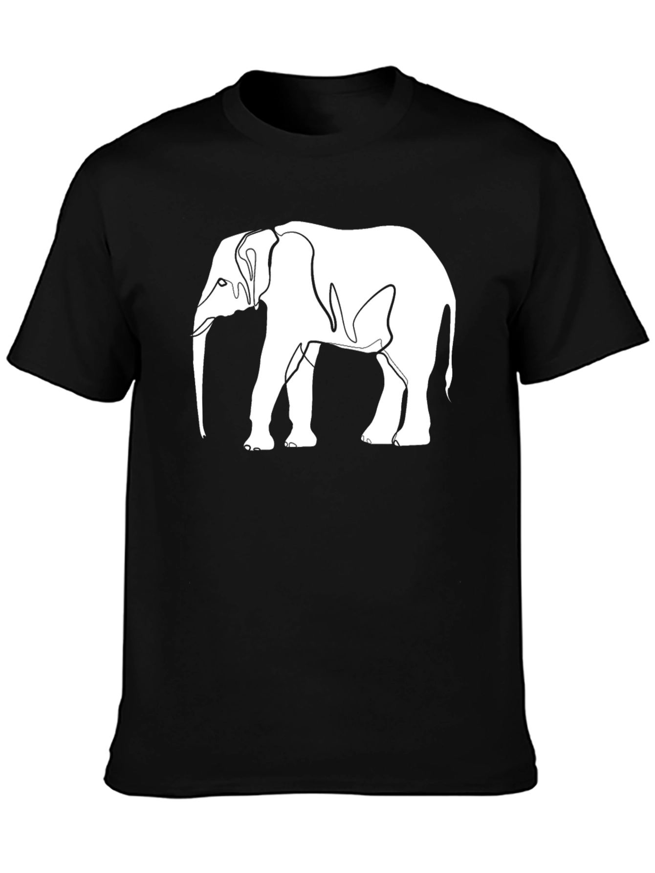 Elephant Outline Graphic Tee - Black