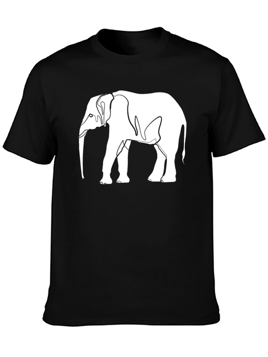 Elephant Outline Graphic Tee - Black