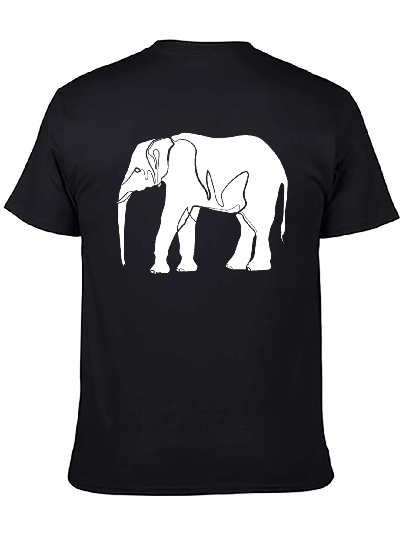 Elephant Outline Graphic Tee - Black