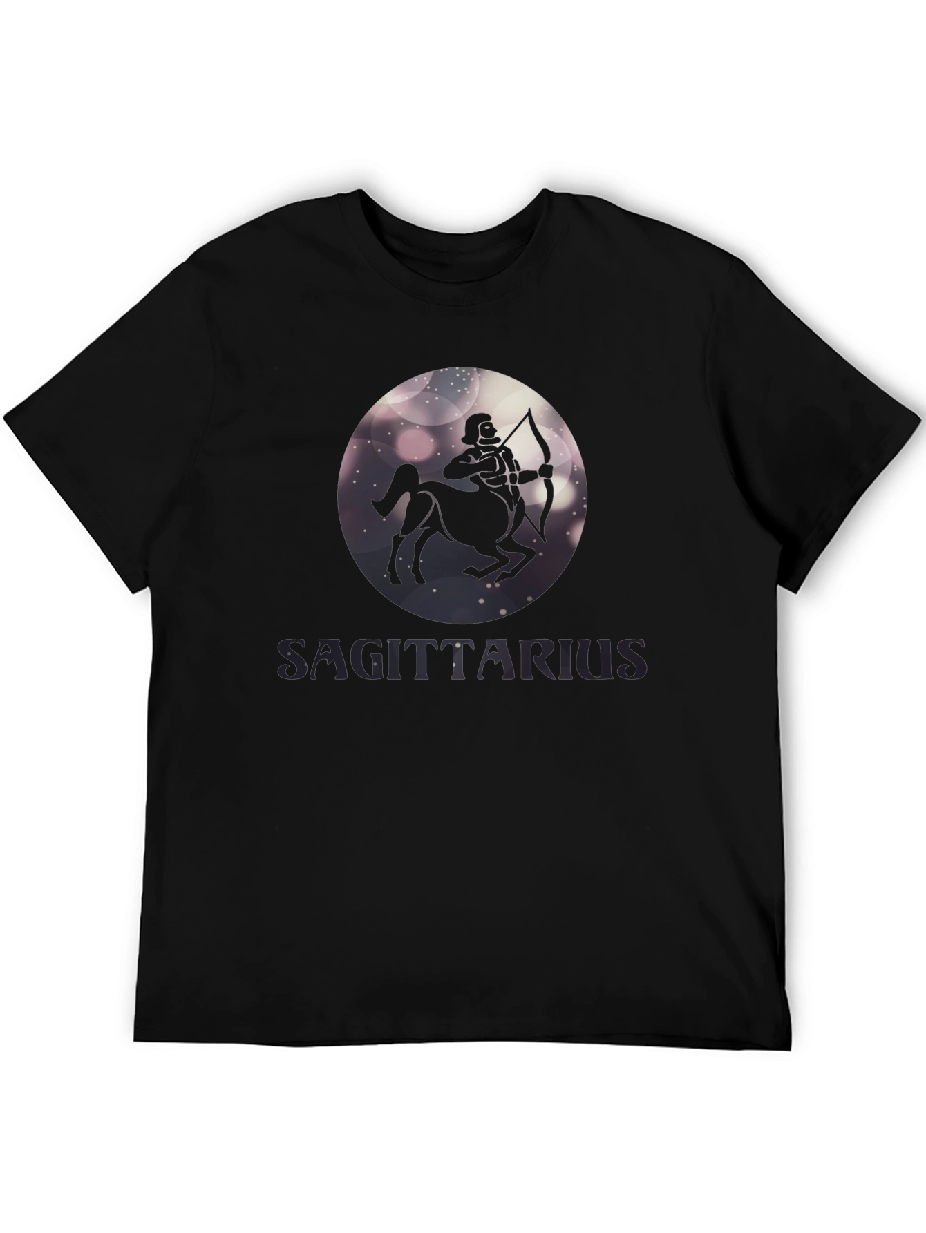Sagittarius Zodiac Graphic Tee - Black Cotton Blend Shirt