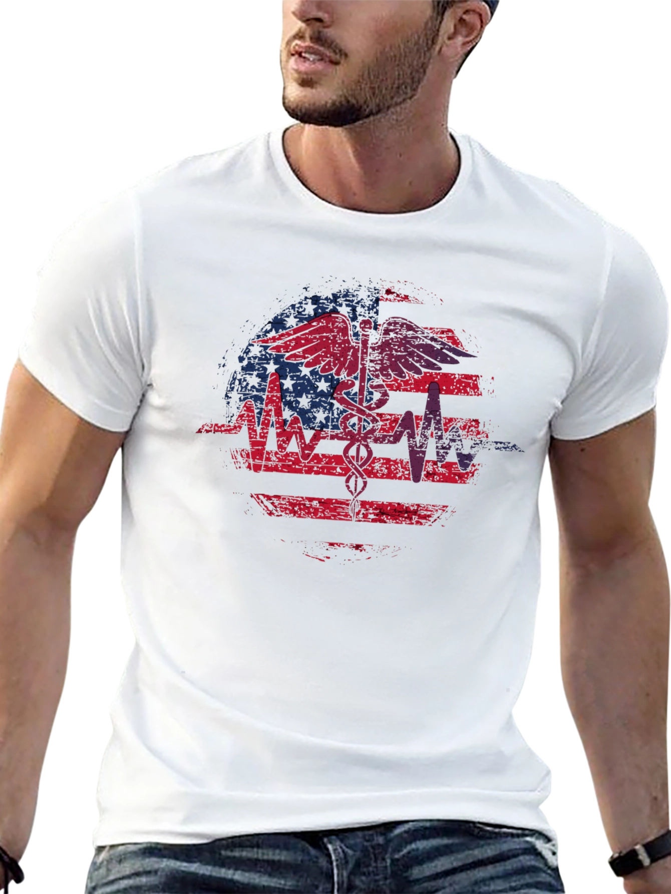 Distressed American Flag Medical T-Shirt
