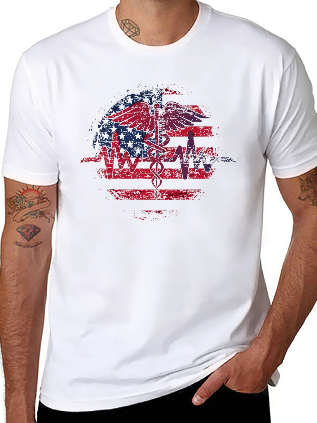 Distressed American Flag Medical T-Shirt