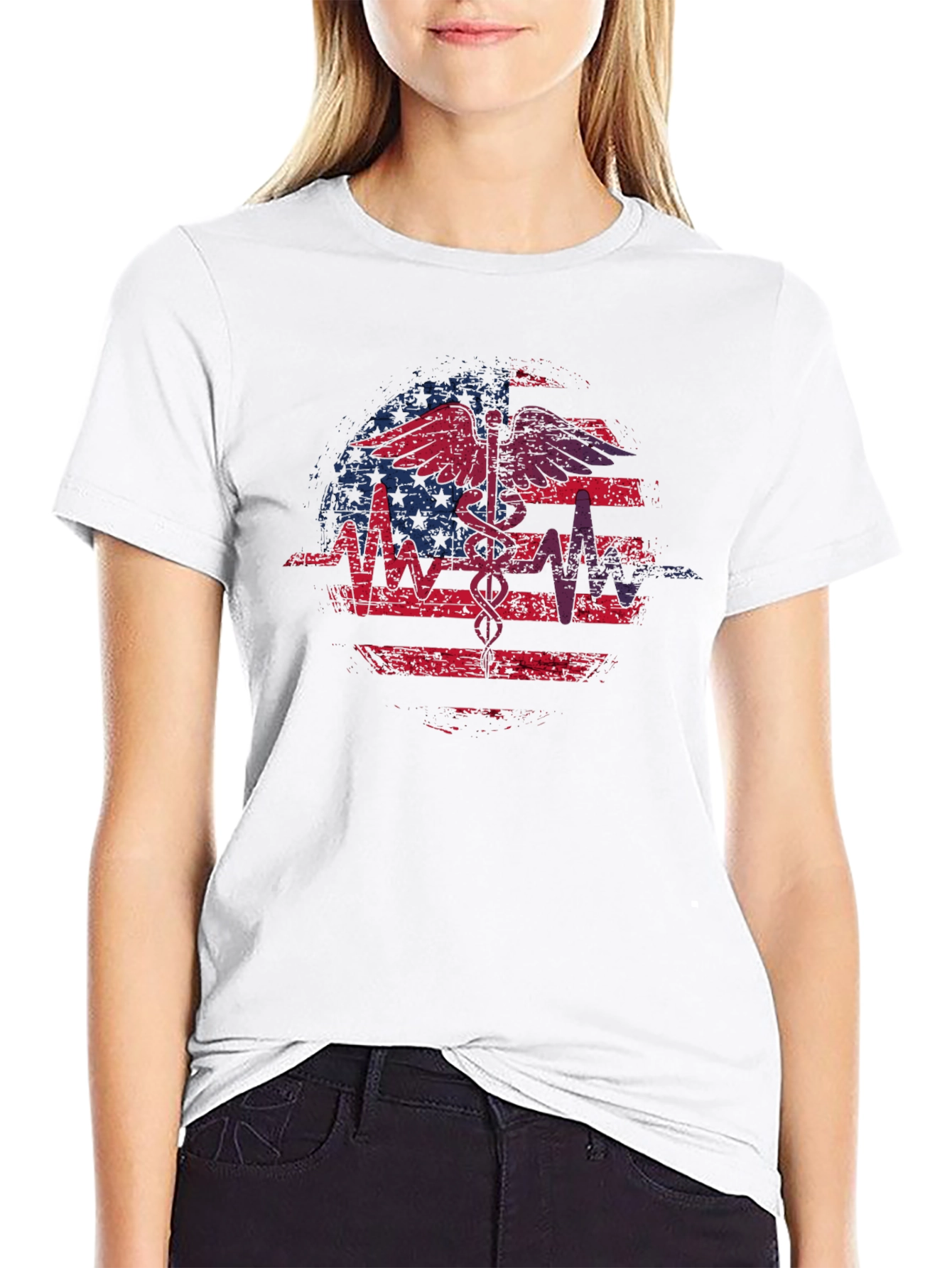Distressed American Flag Medical T-Shirt