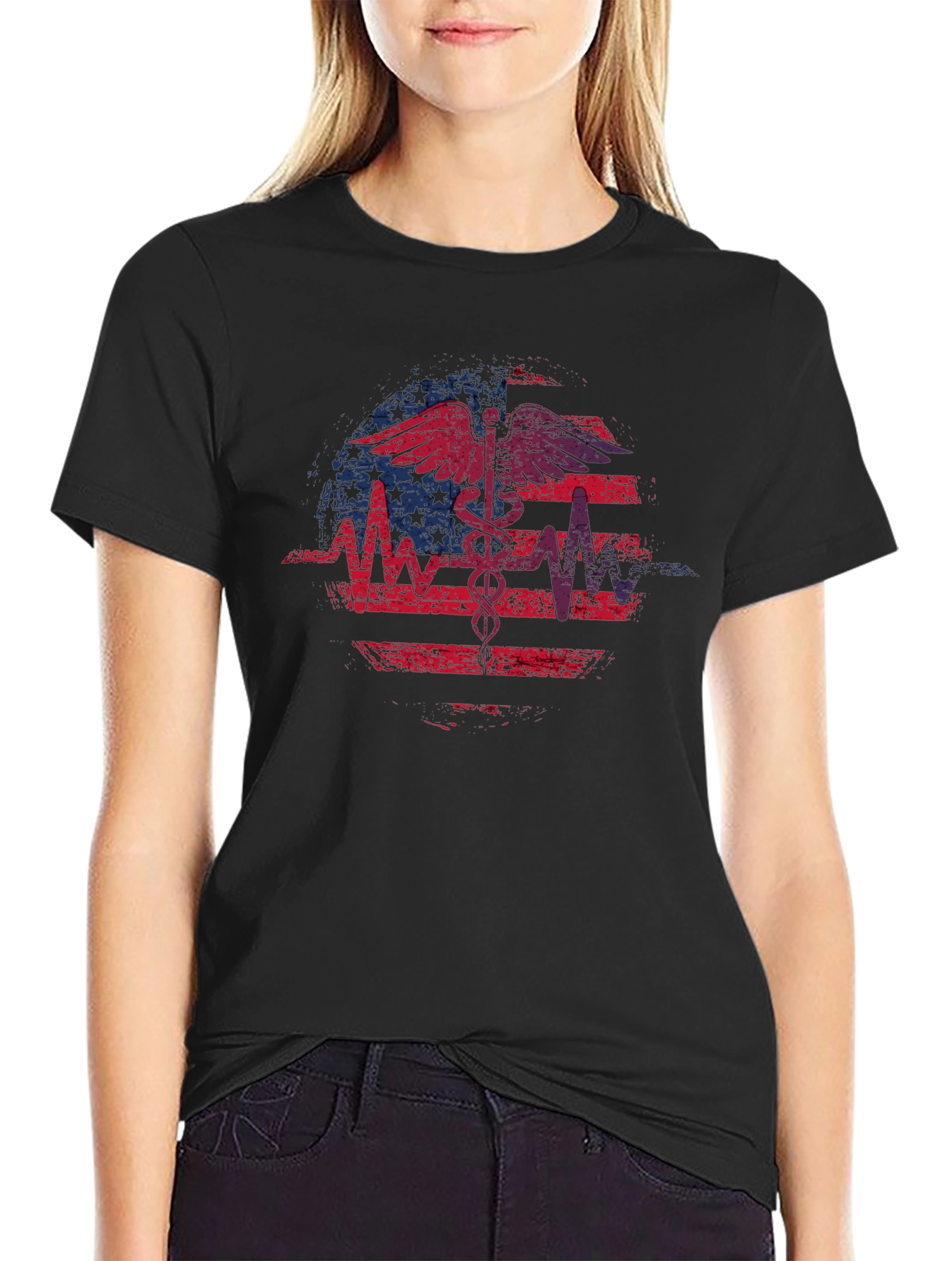 Distressed American Flag Medical T-Shirt