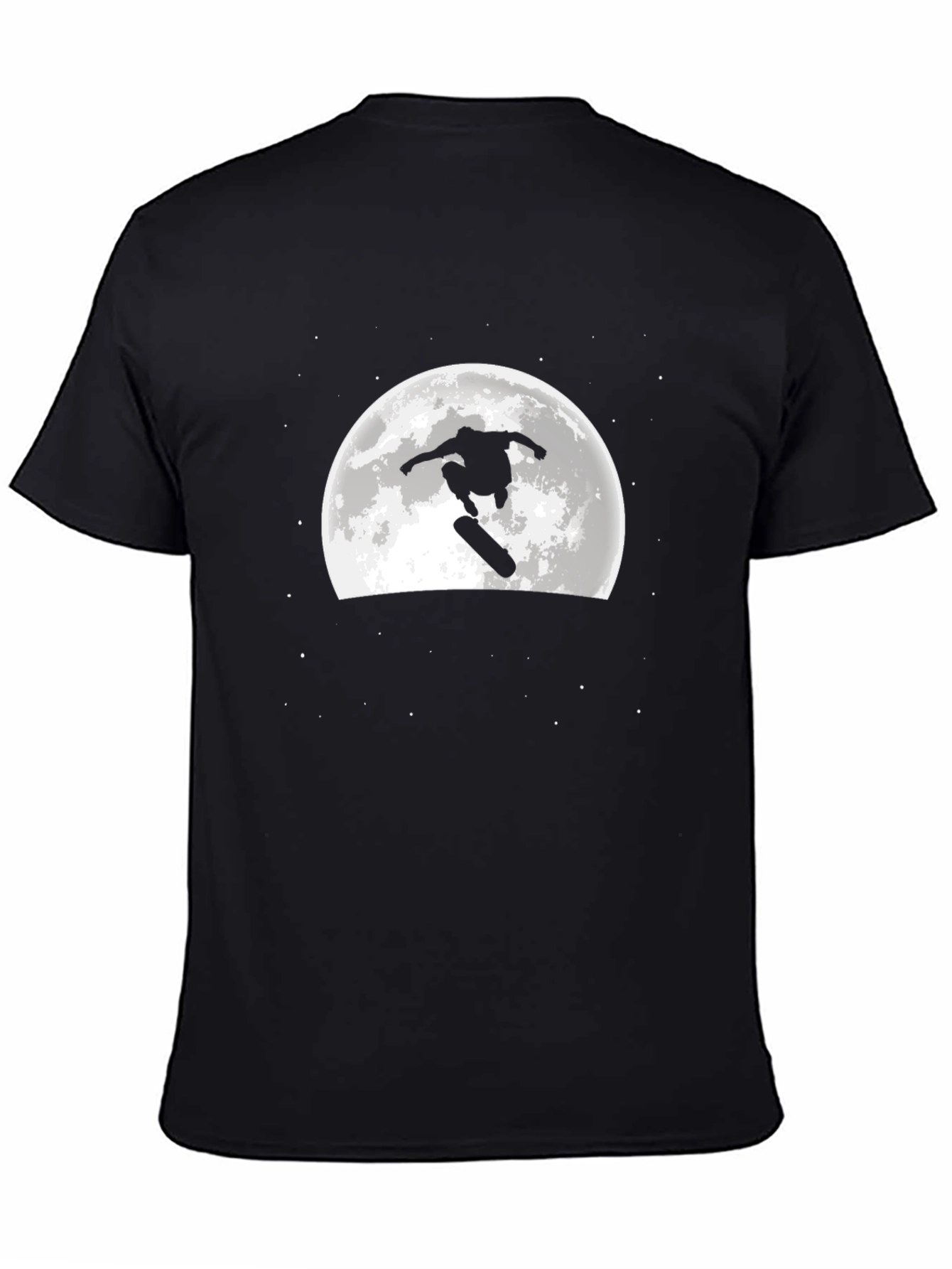 Skateboarder Moon Graphic Black T-Shirt