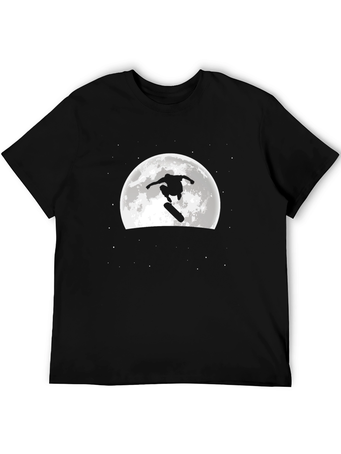 Skateboarder Moon Graphic Black T-Shirt