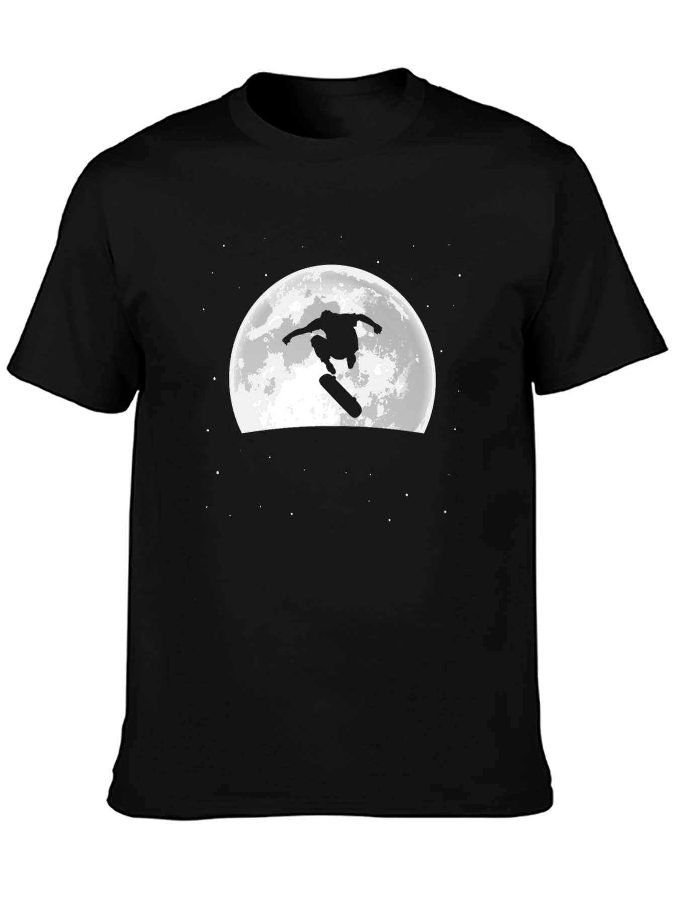 Skateboarder Moon Graphic Black T-Shirt
