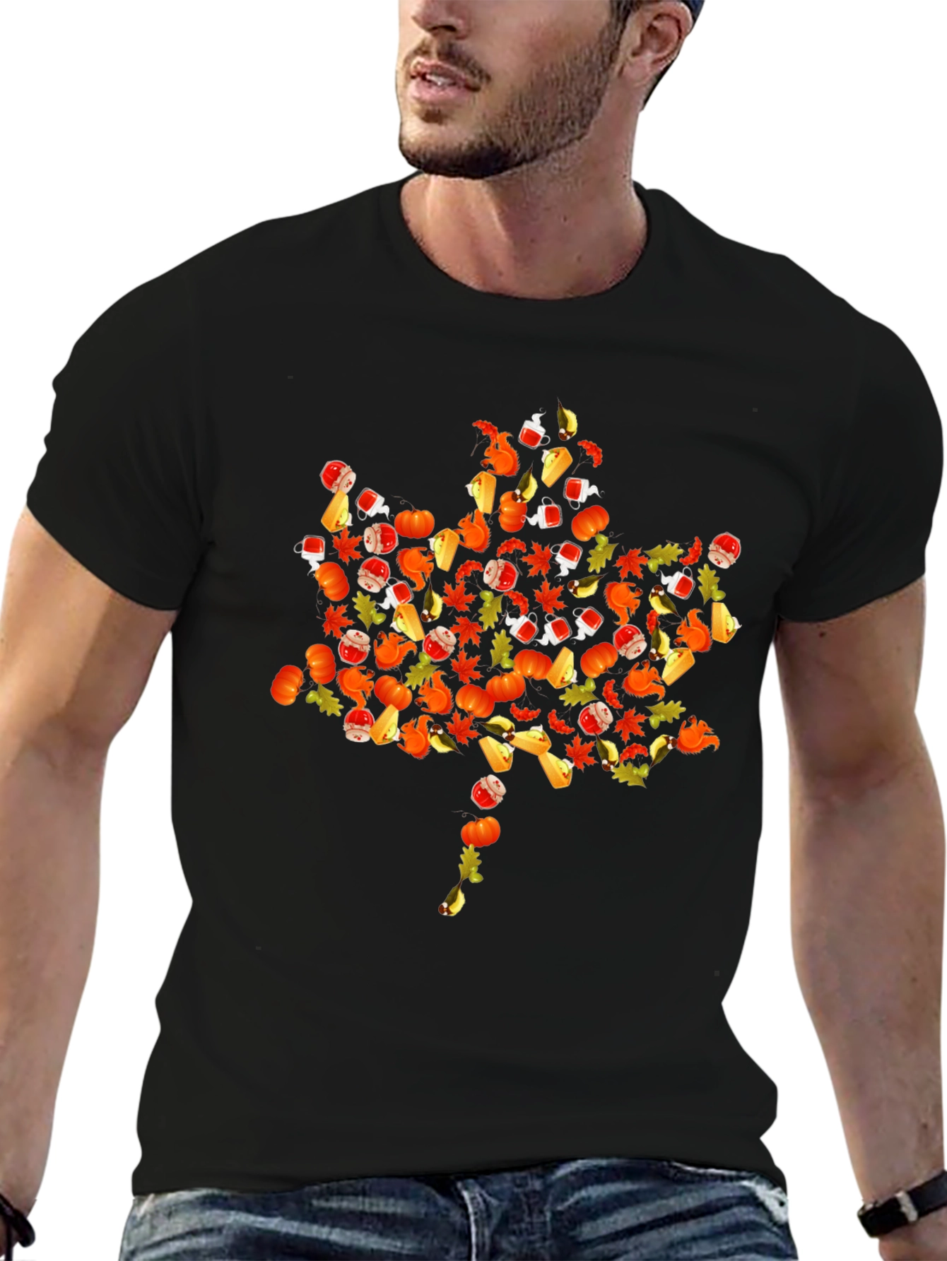 Fall Harvest Graphic Tee - Maple Leaf Design