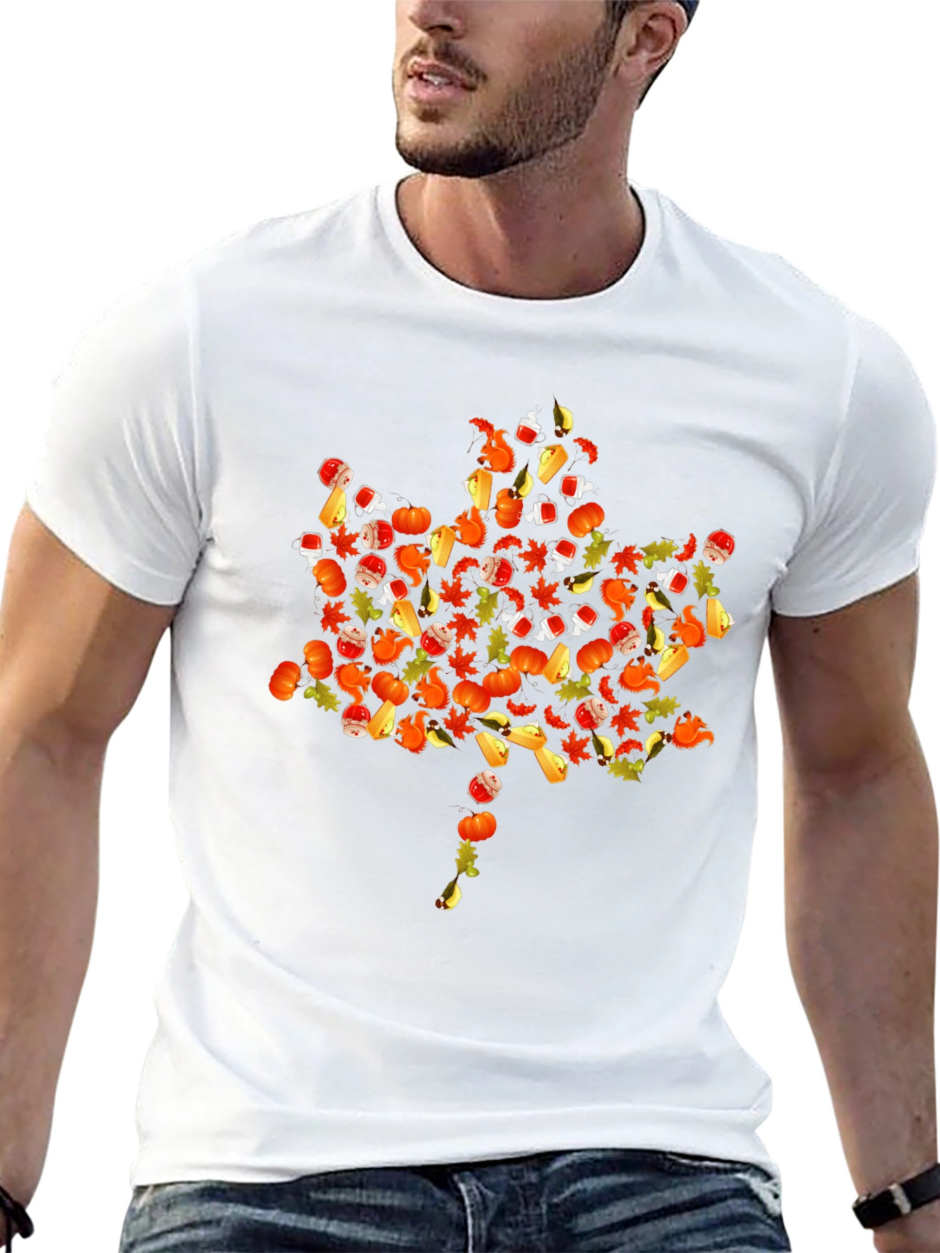 Fall Harvest Graphic Tee - Maple Leaf Design