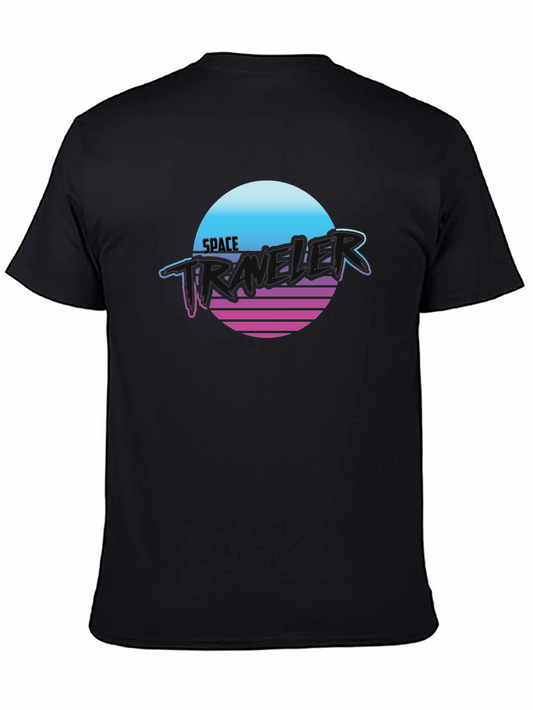 Space Traveler Retro T-Shirt - Black