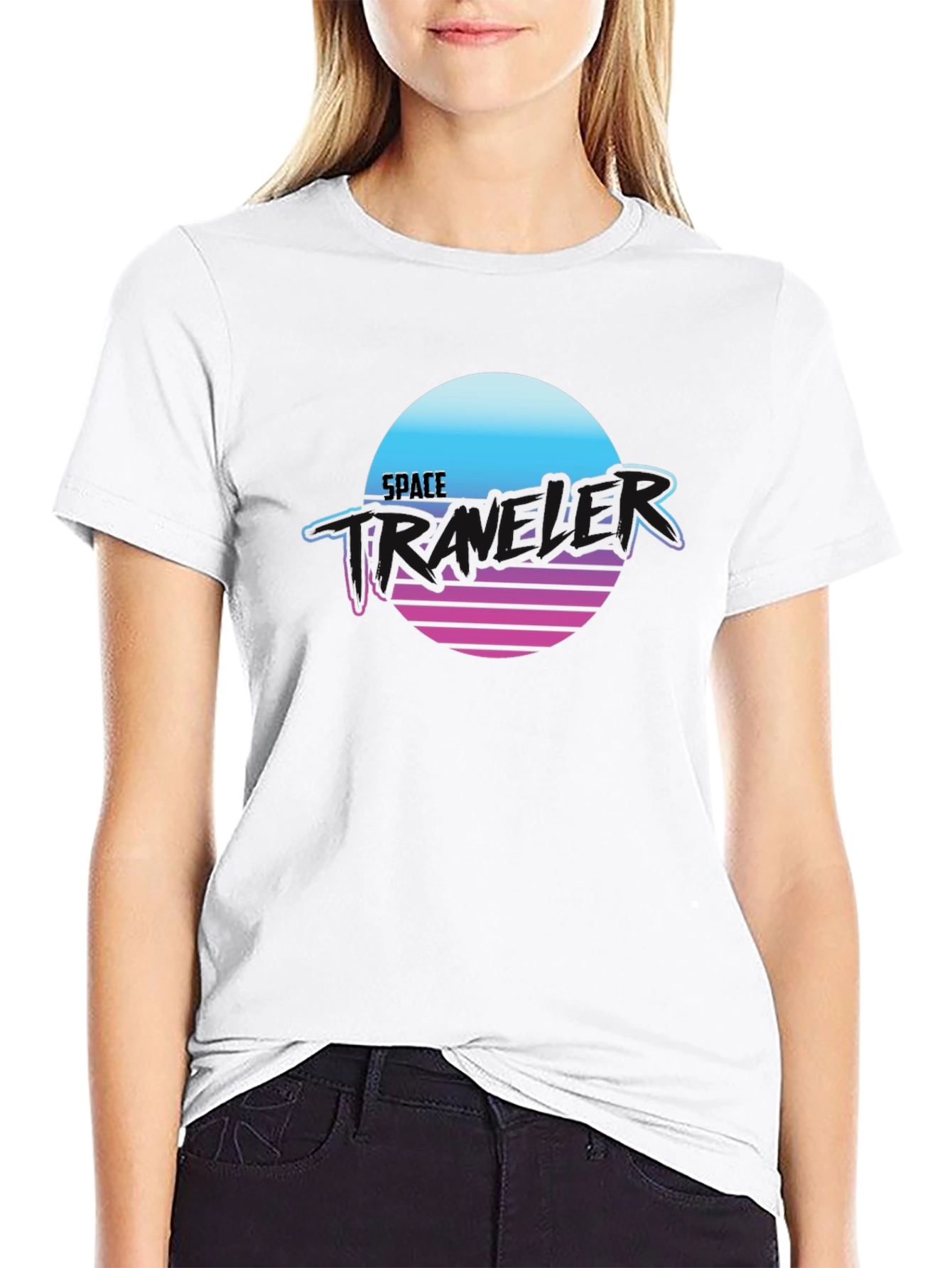 Space Traveler Retro T-Shirt - Black
