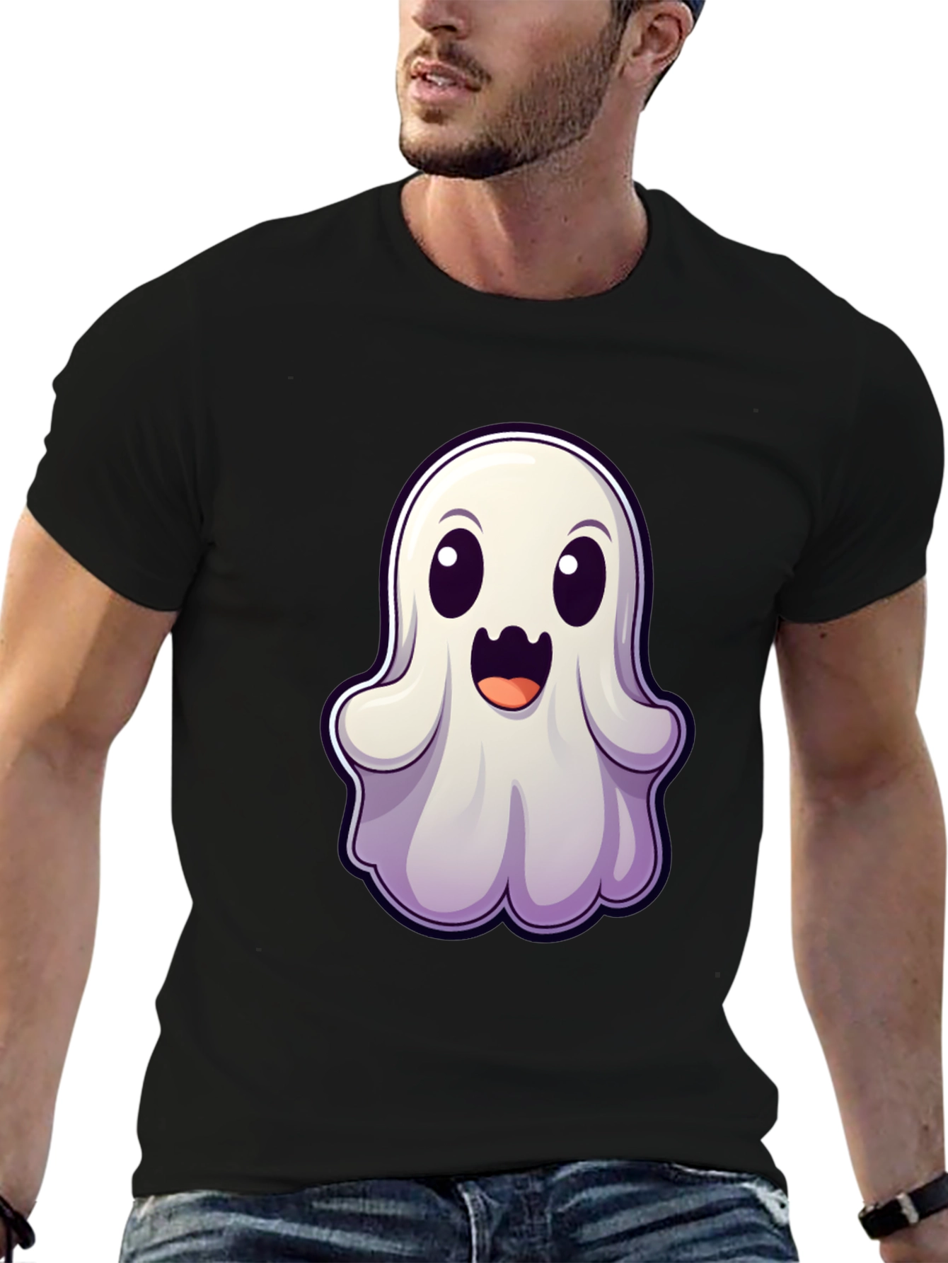 Cute Ghost Graphic Tee - Halloween Fun!