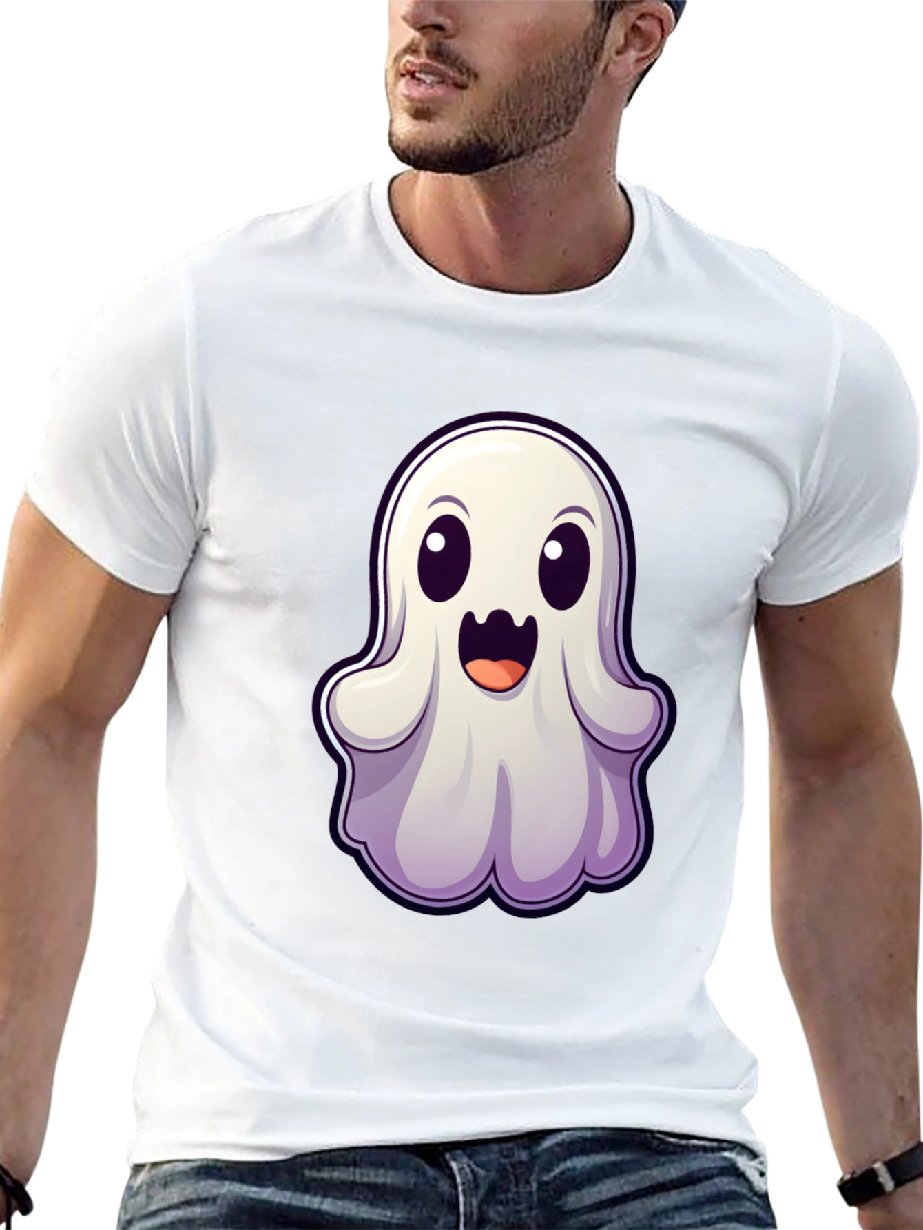 Cute Ghost Graphic Tee - Halloween Fun!
