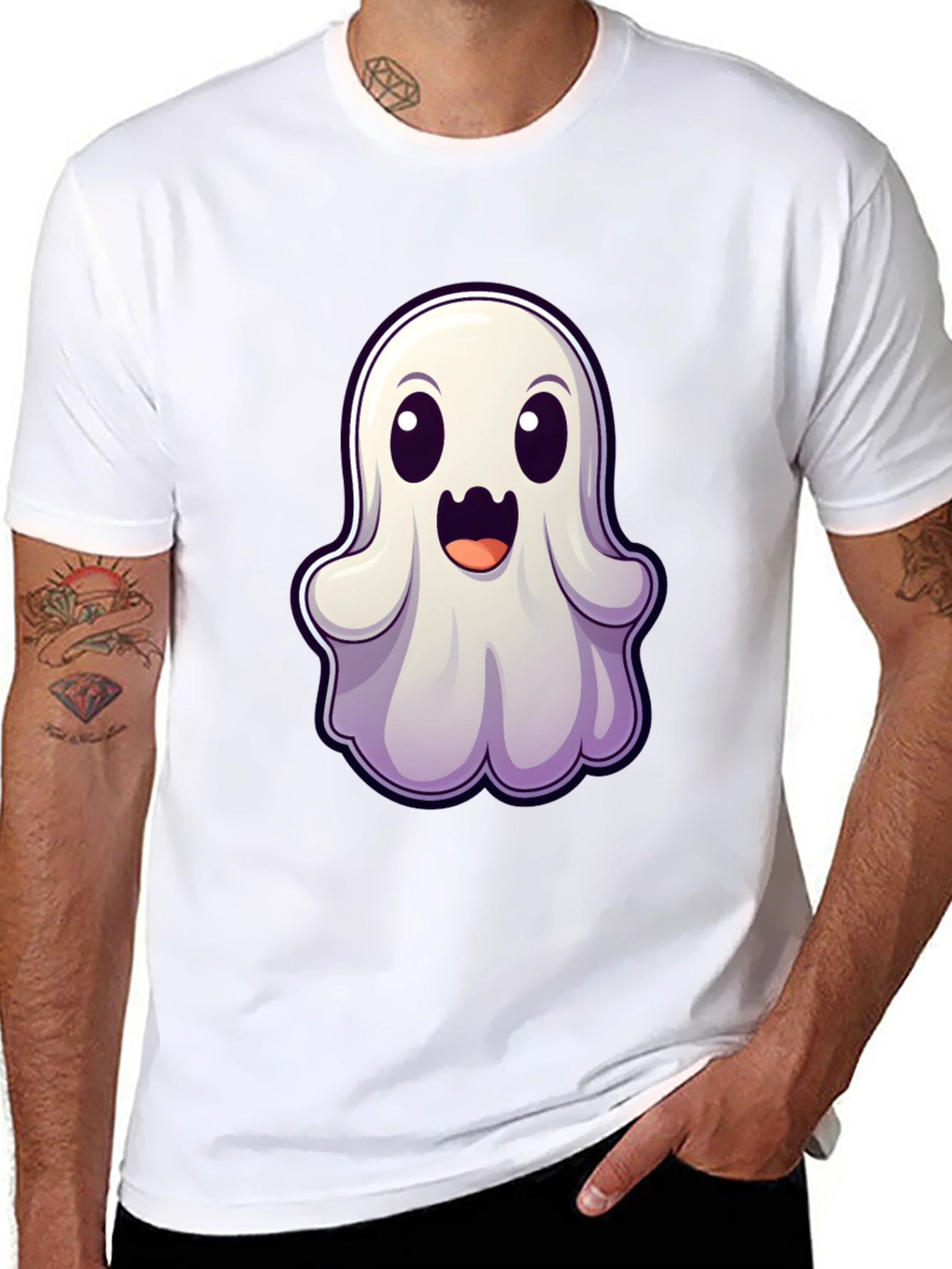 Cute Ghost Graphic Tee - Halloween Fun!