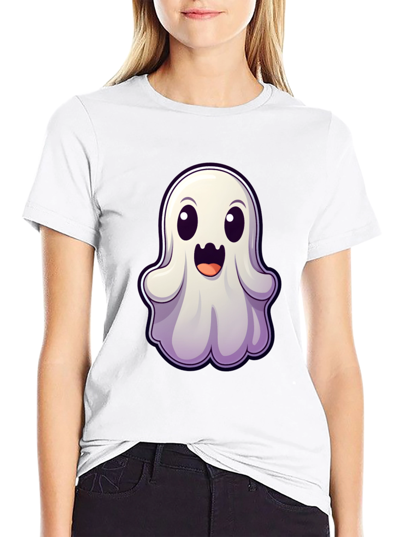 Cute Ghost Graphic Tee - Halloween Fun!