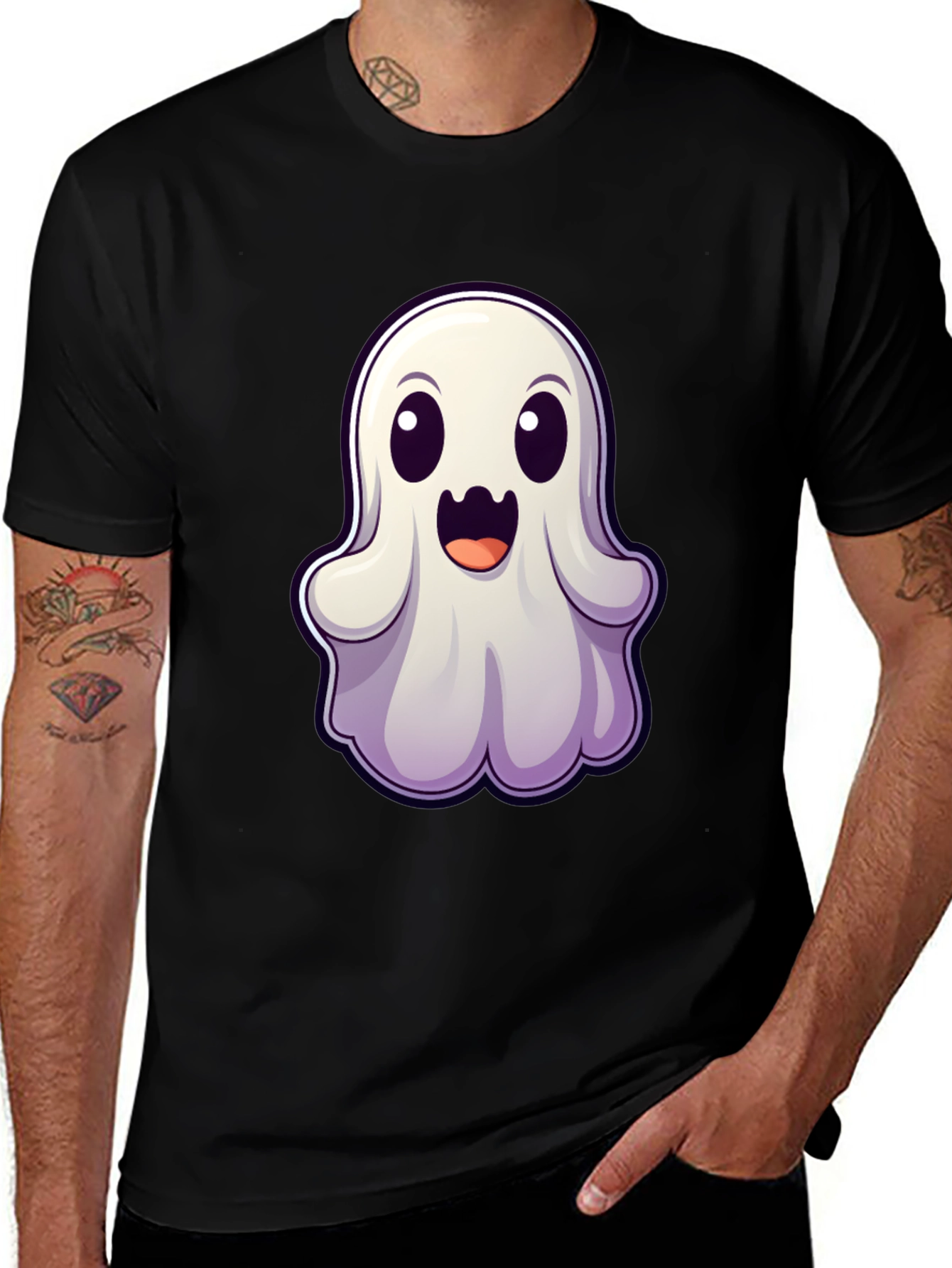 Cute Ghost Graphic Tee - Halloween Fun!