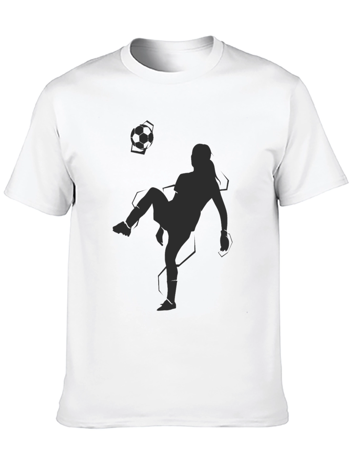 Soccer Player Graphic Tee - Black Cotton Blend