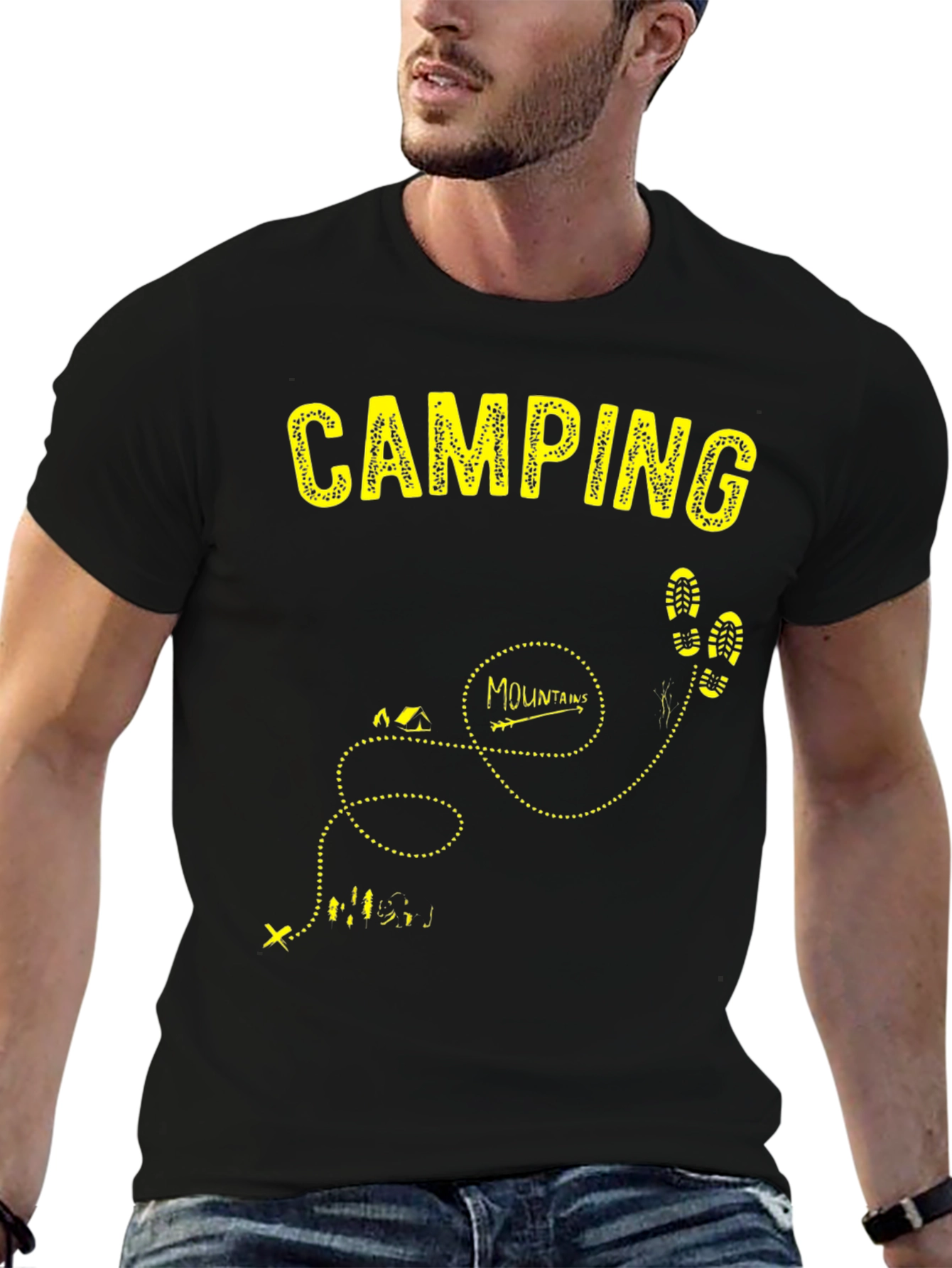 Camping Adventure T-Shirt - Black Graphic Tee