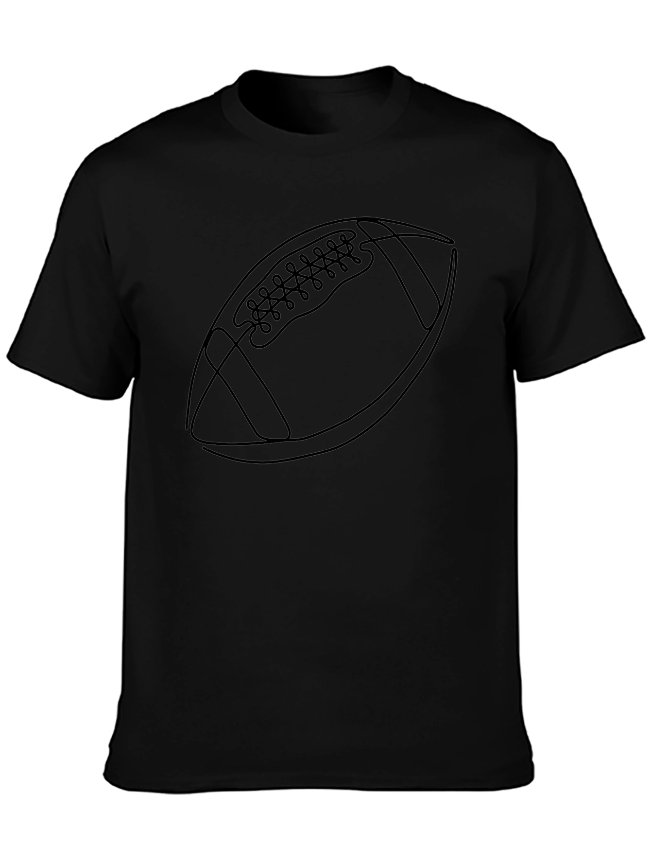 Football Graphic Tee - Black Cotton Casual Wear