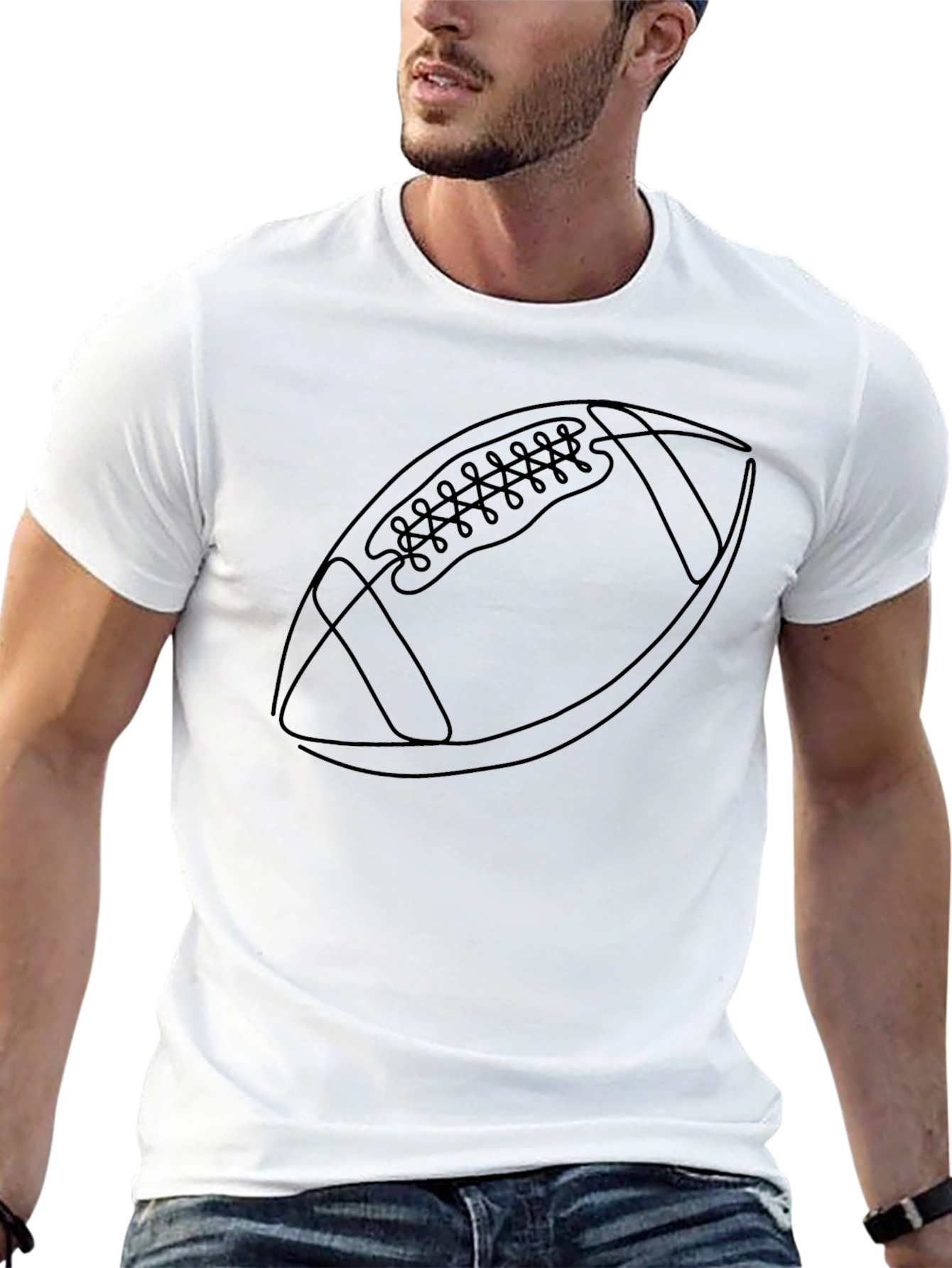Football Graphic Tee - Black Cotton Casual Wear