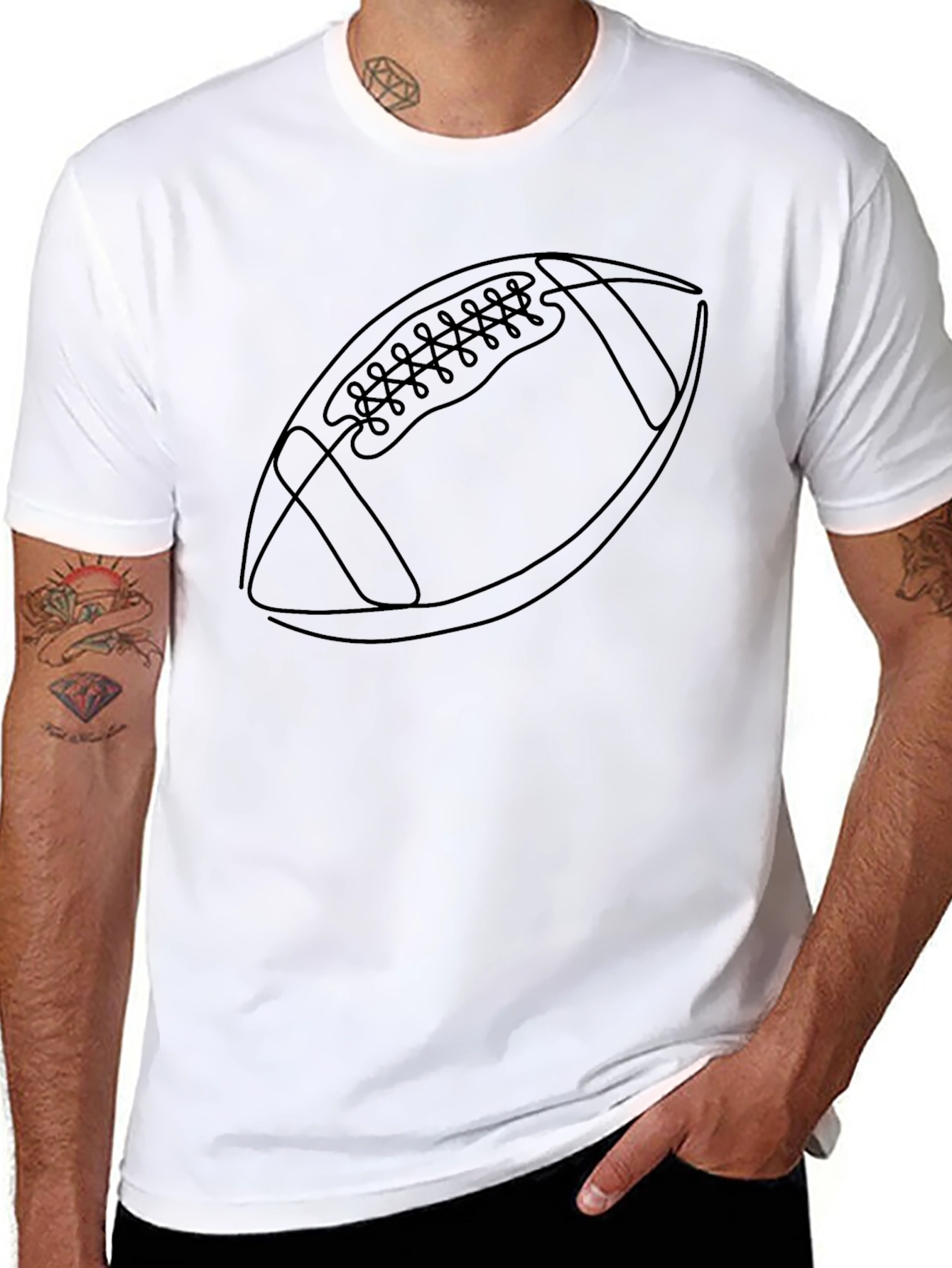 Football Graphic Tee - Black Cotton Casual Wear