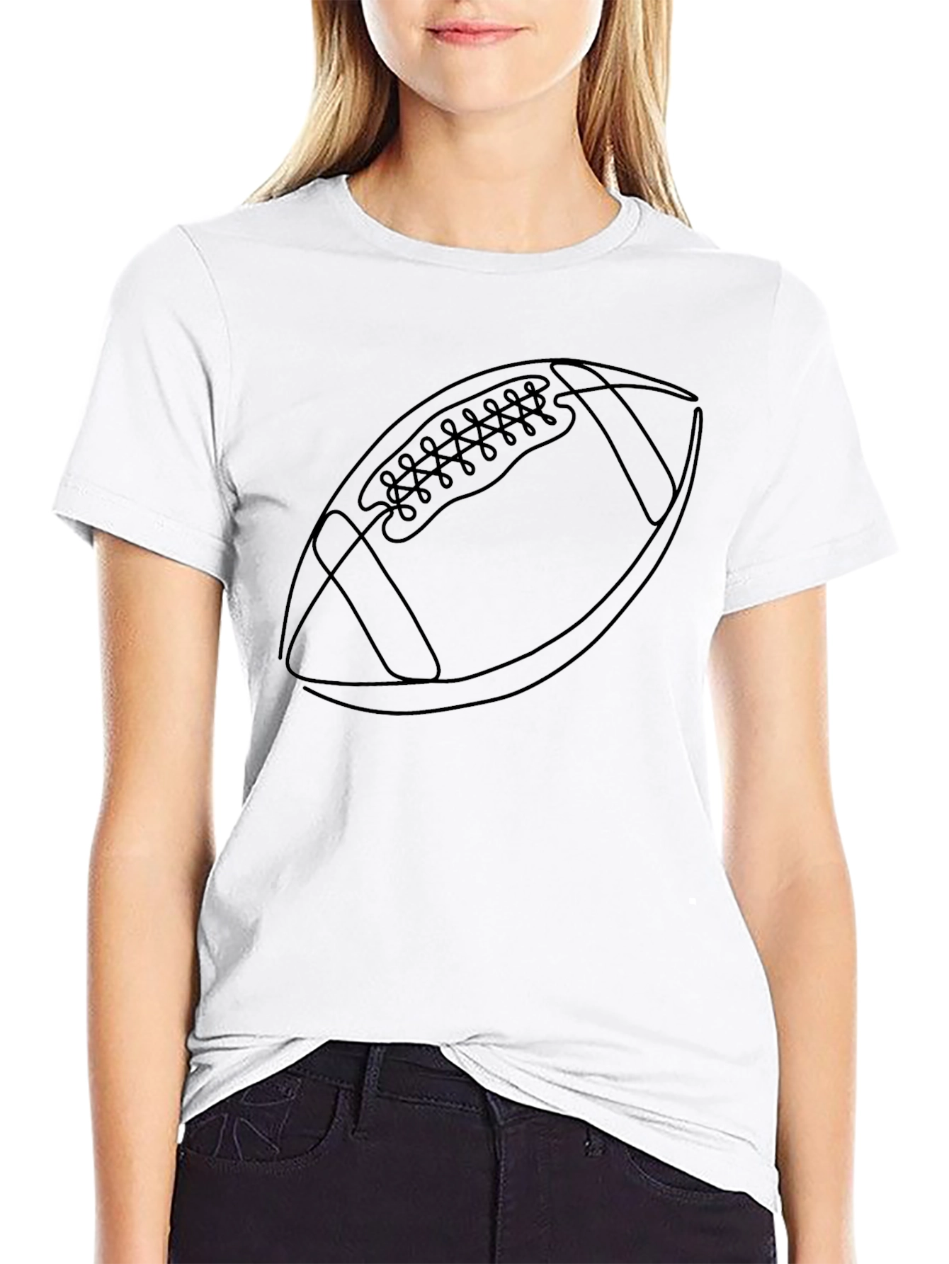 Football Graphic Tee - Black Cotton Casual Wear