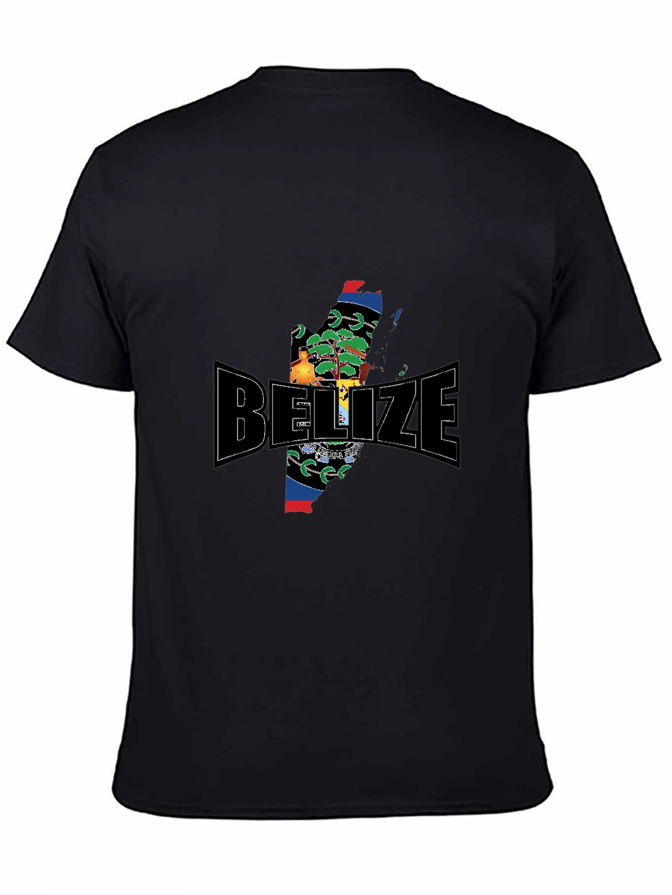 Belize Map T-Shirt Black Cotton Graphic Tee