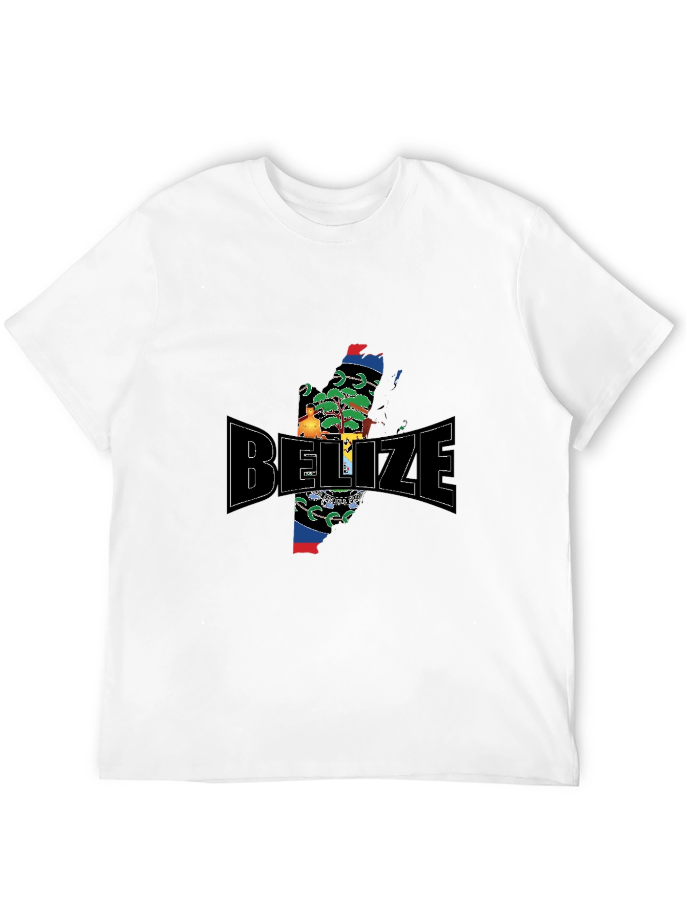 Belize Map T-Shirt Black Cotton Graphic Tee