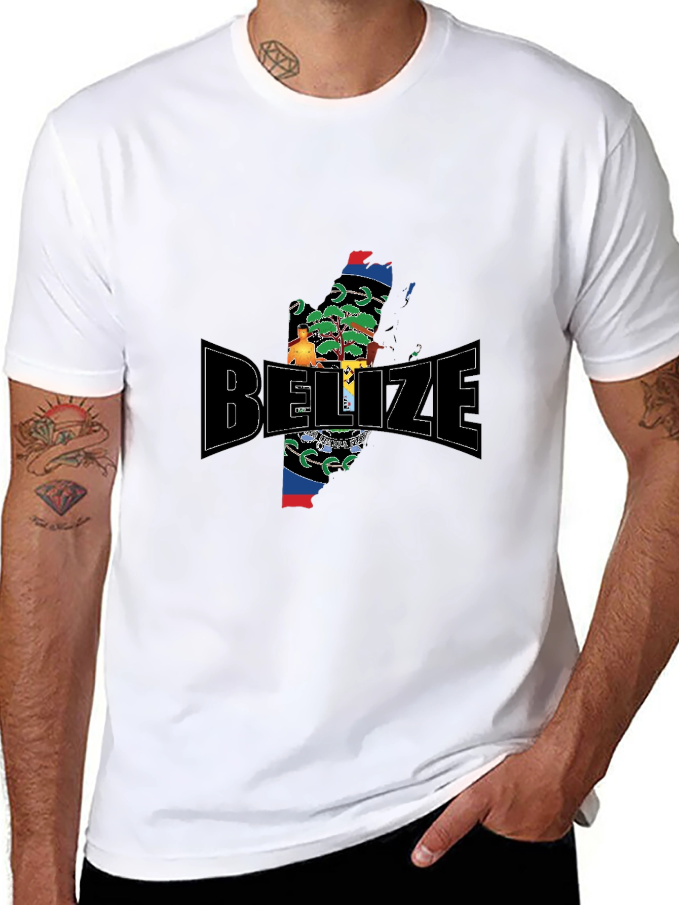 Belize Map T-Shirt Black Cotton Graphic Tee