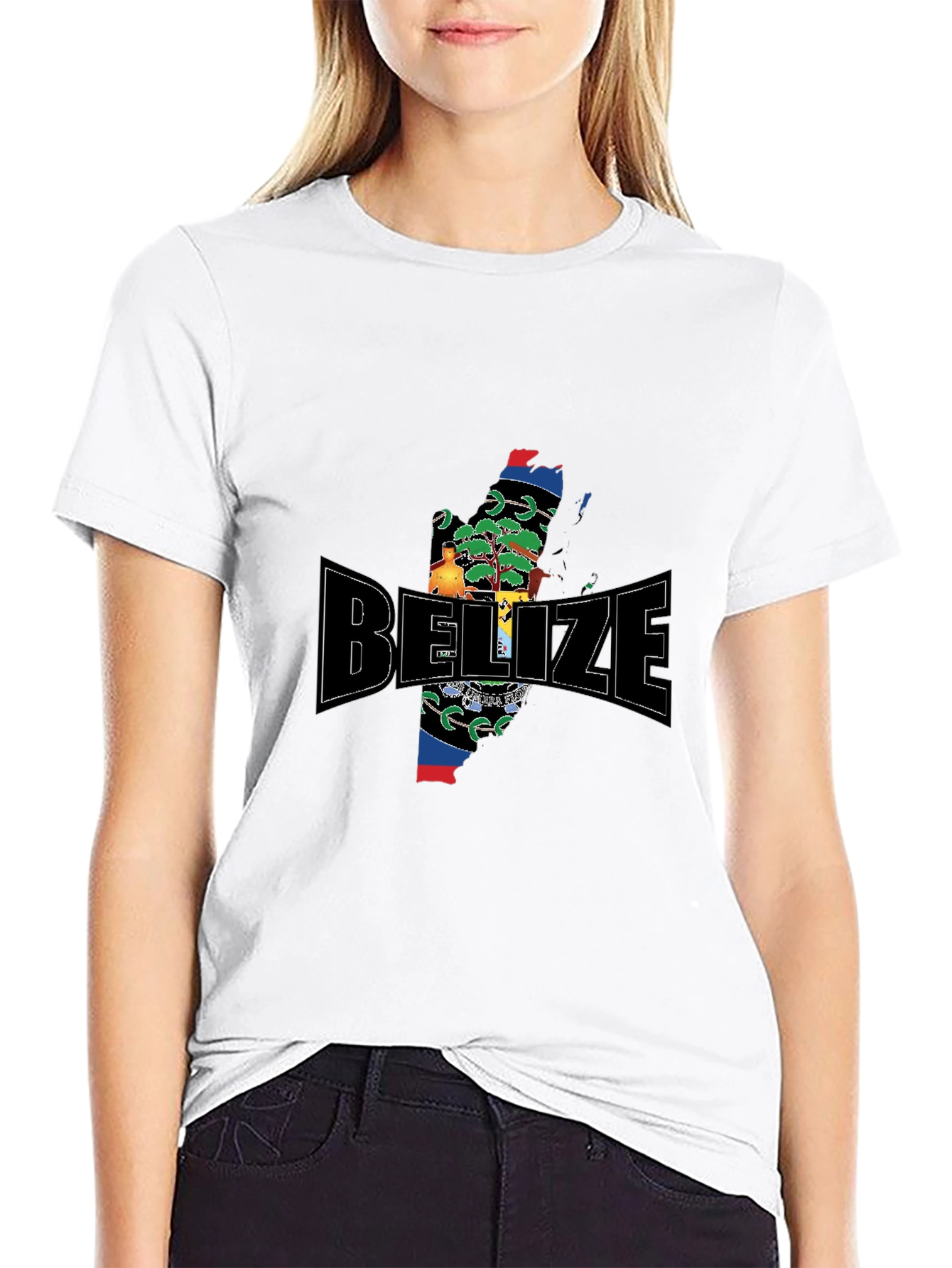 Belize Map T-Shirt Black Cotton Graphic Tee