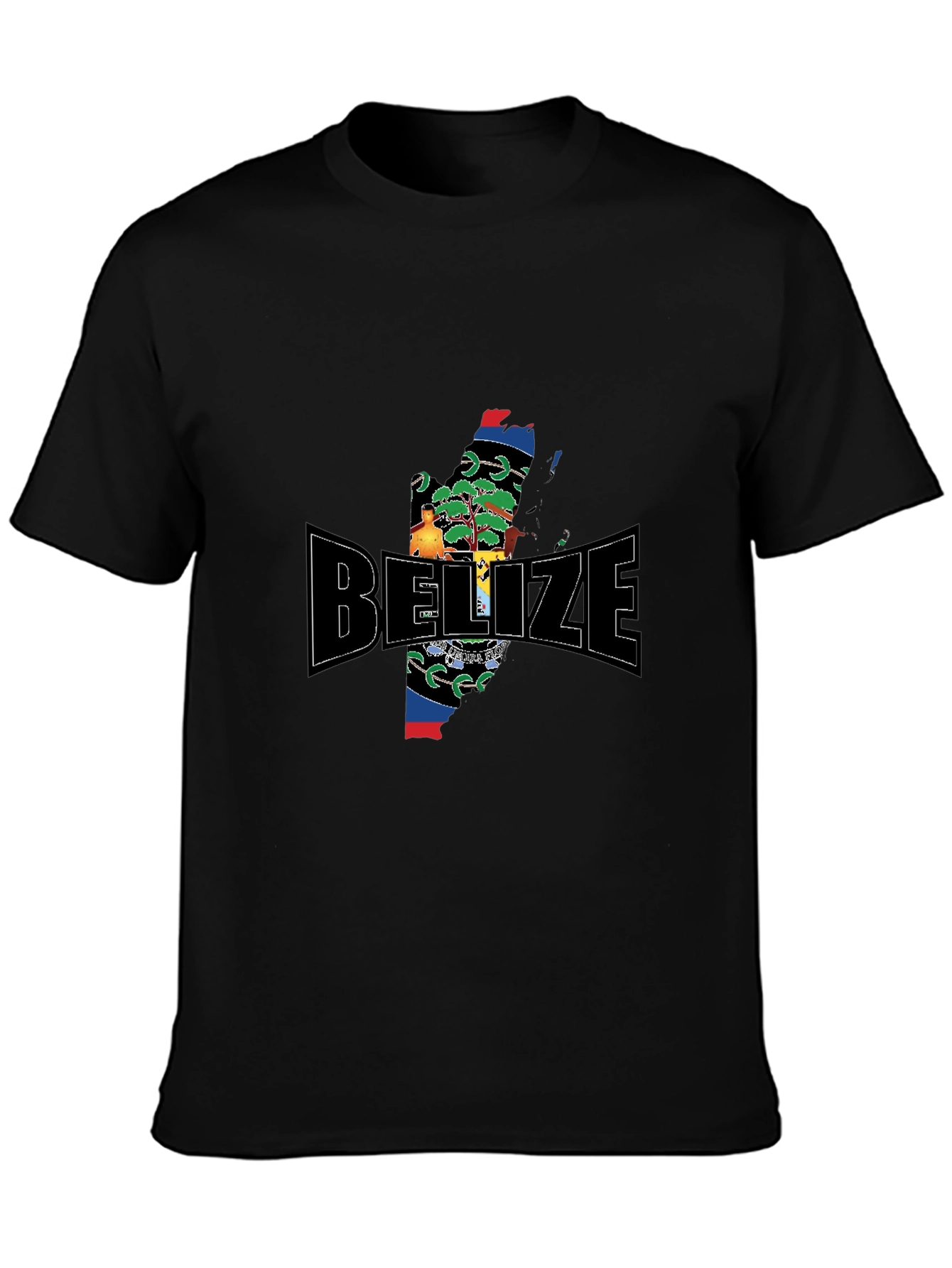 Belize Map T-Shirt Black Cotton Graphic Tee