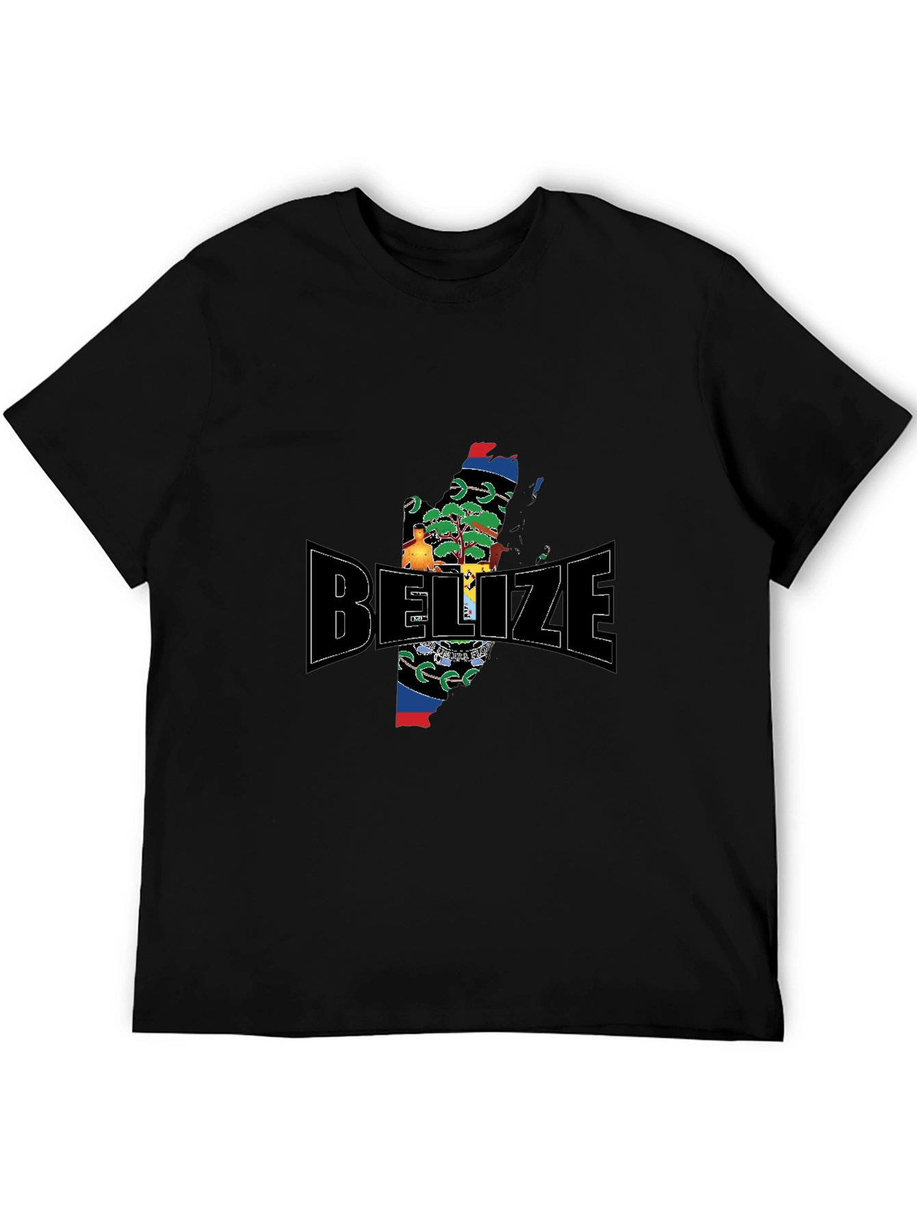 Belize Map T-Shirt Black Cotton Graphic Tee
