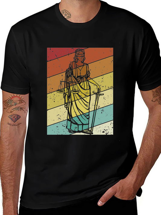 Lady Justice Retro T-Shirt - Scales of Justice Vintage Tee