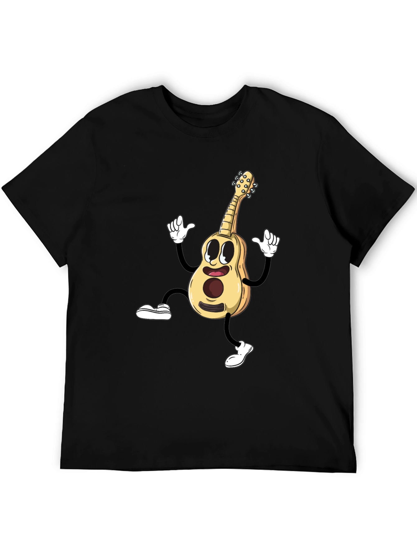 Cartoon Guitar Black T-Shirt