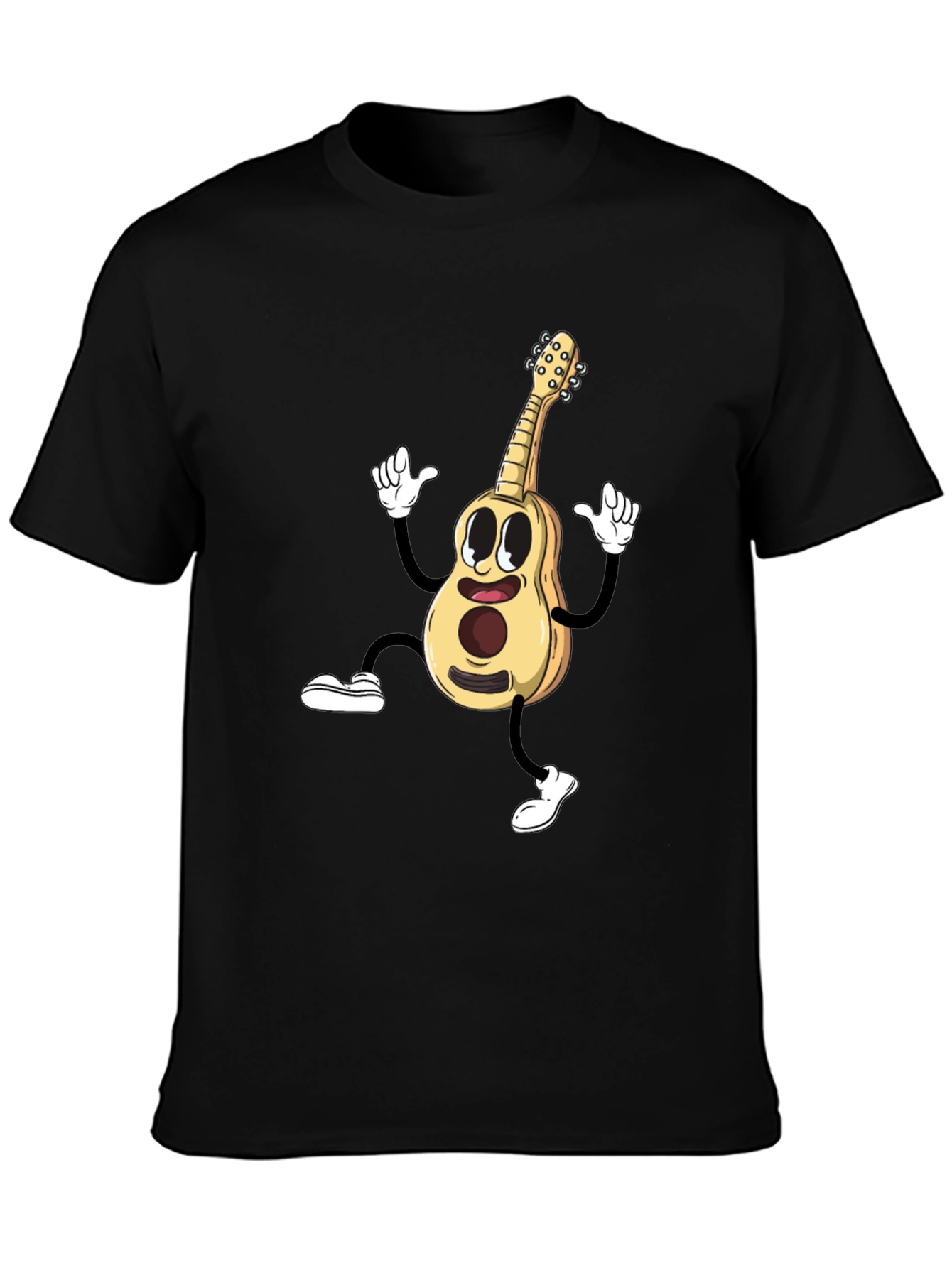 Cartoon Guitar Black T-Shirt