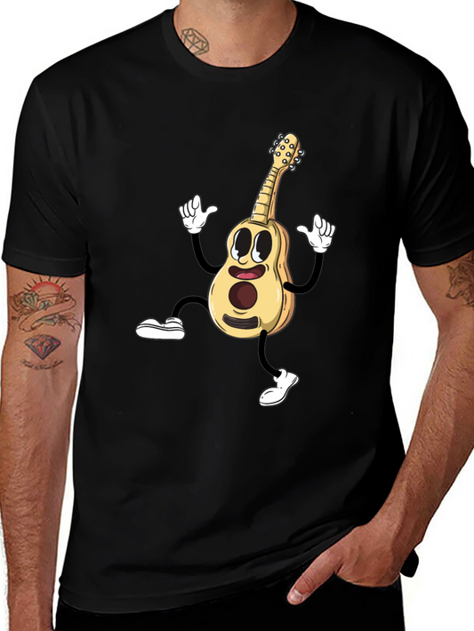 Cartoon Guitar Black T-Shirt
