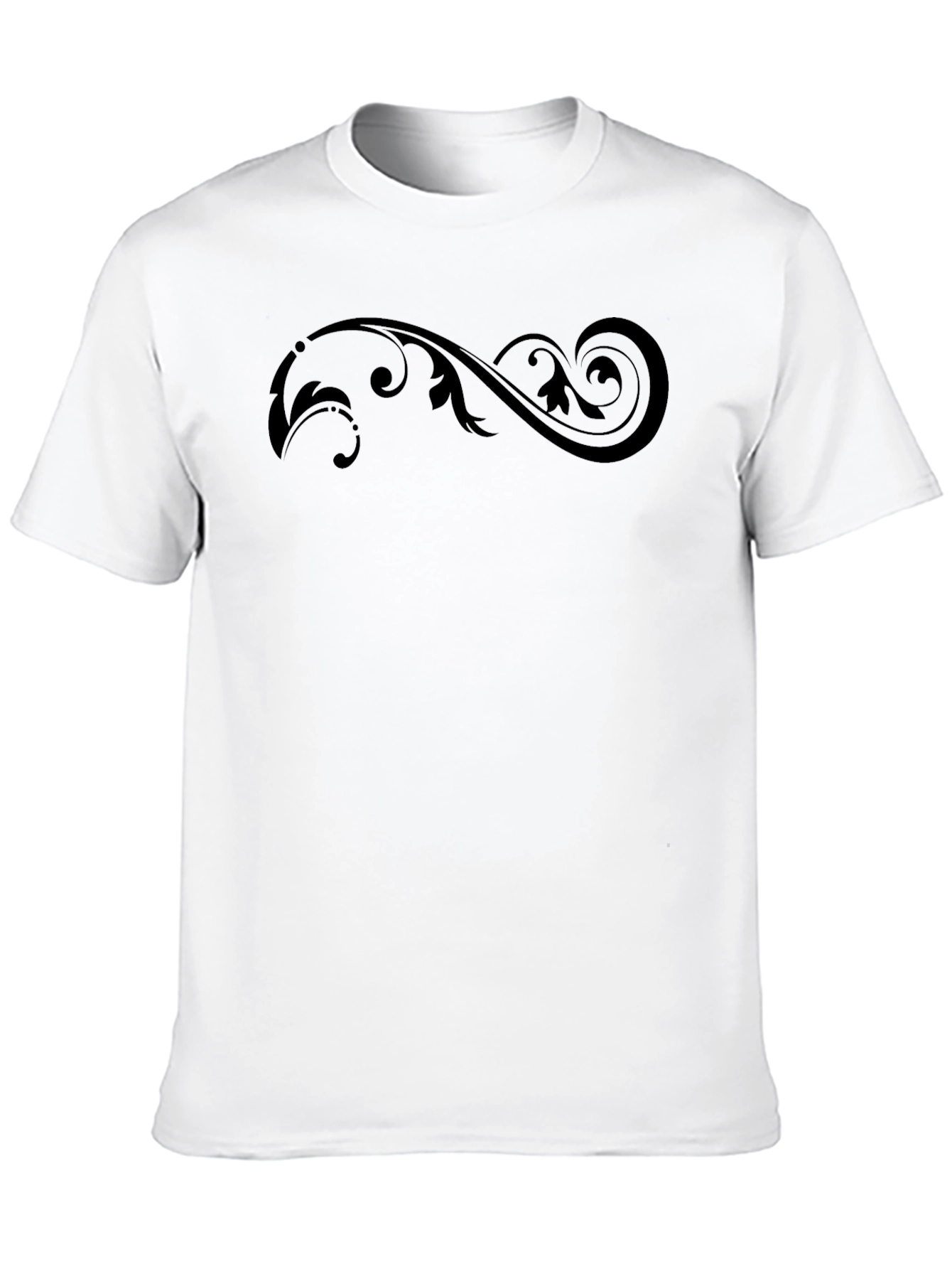 Elegant Swirl Graphic Black T-Shirt