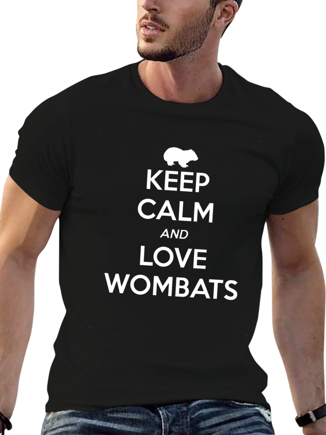 Keep Calm and Love Wombats Black T-Shirt