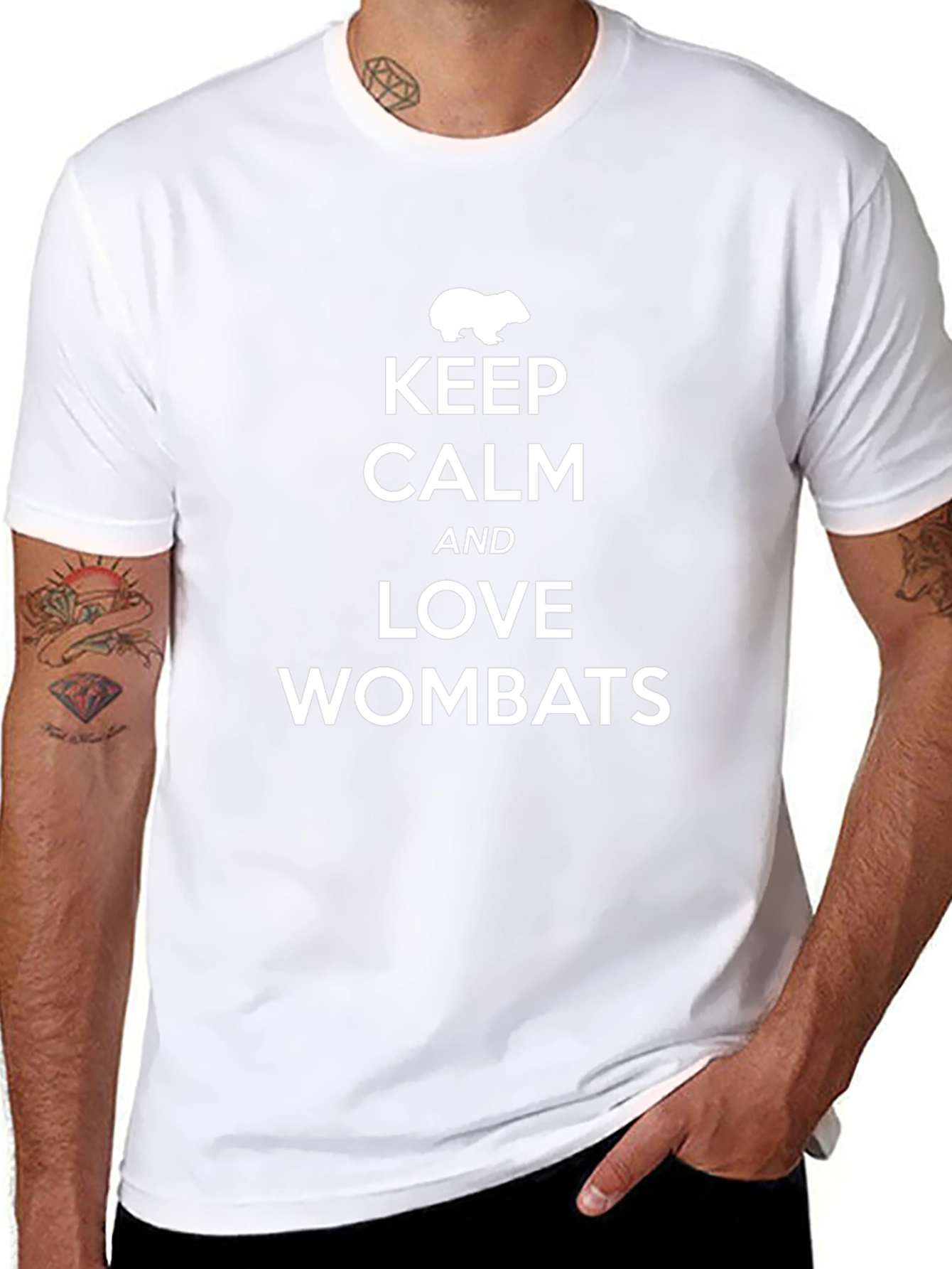 Keep Calm and Love Wombats Black T-Shirt