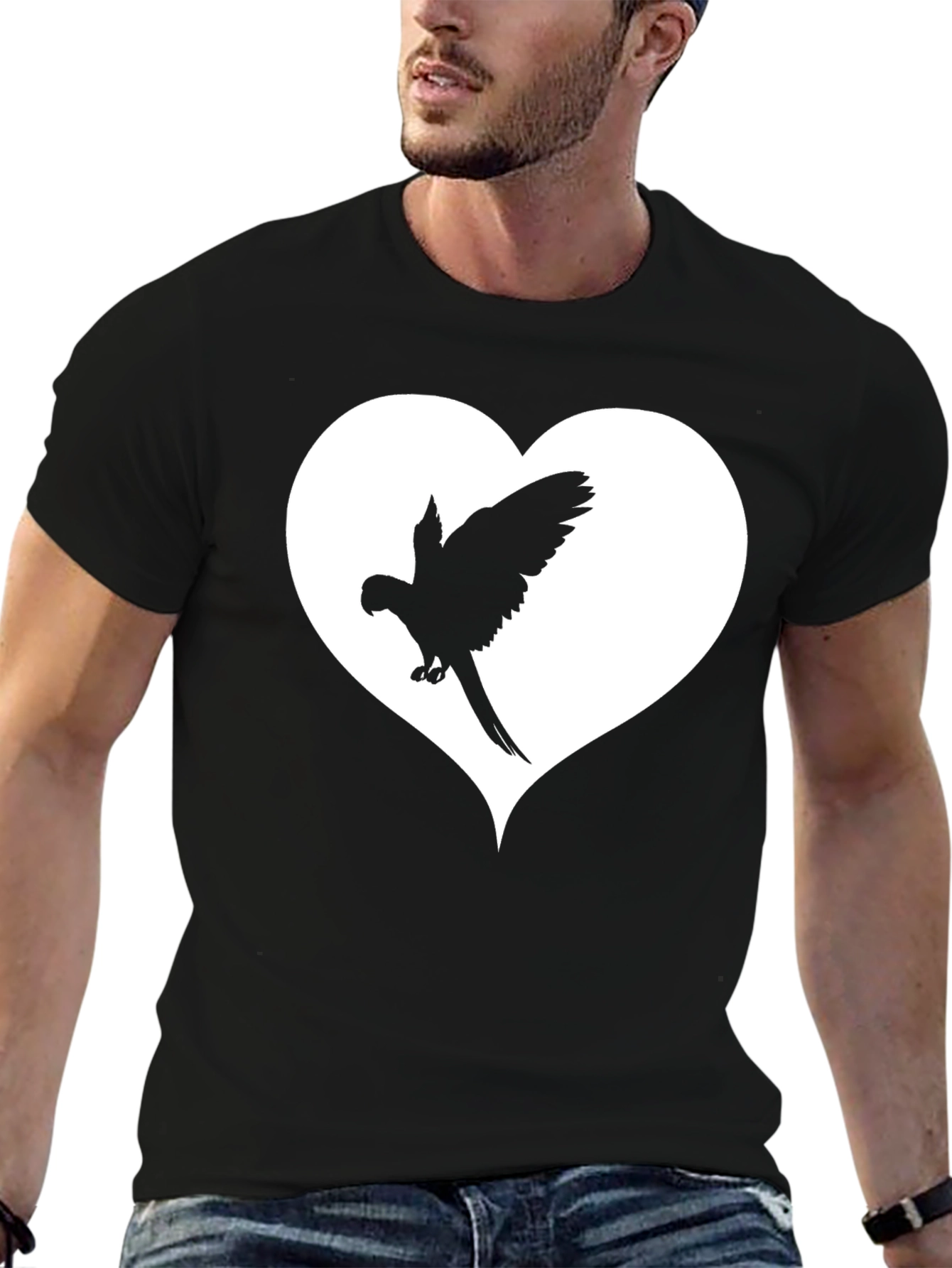 Parrot Heart Graphic Tee - Stylish Bird Lover Shirt